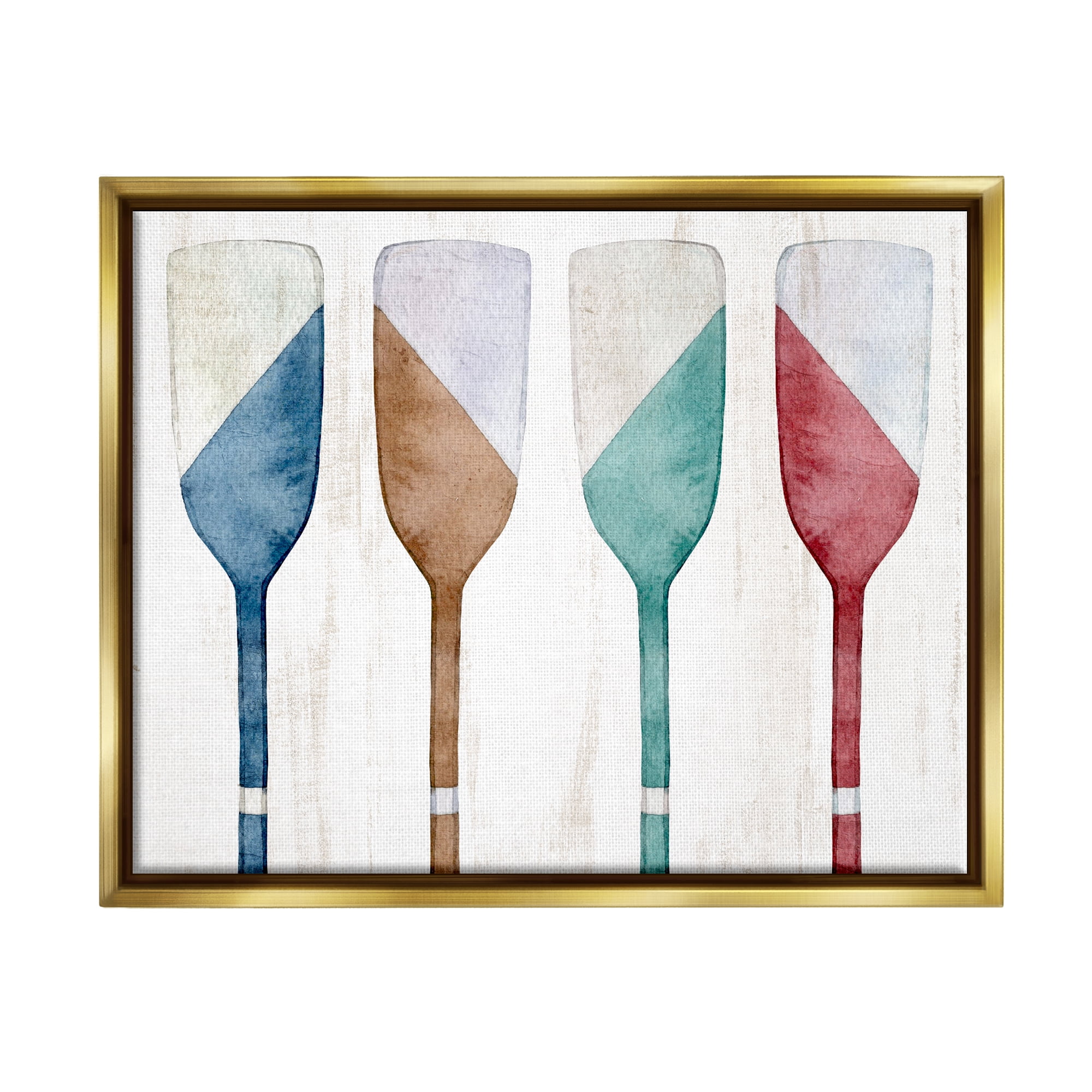 Stupell Industries Rustic Boat Oars Nature Painting Gold Floater Framed Art Print Wall Art, 21 x 17