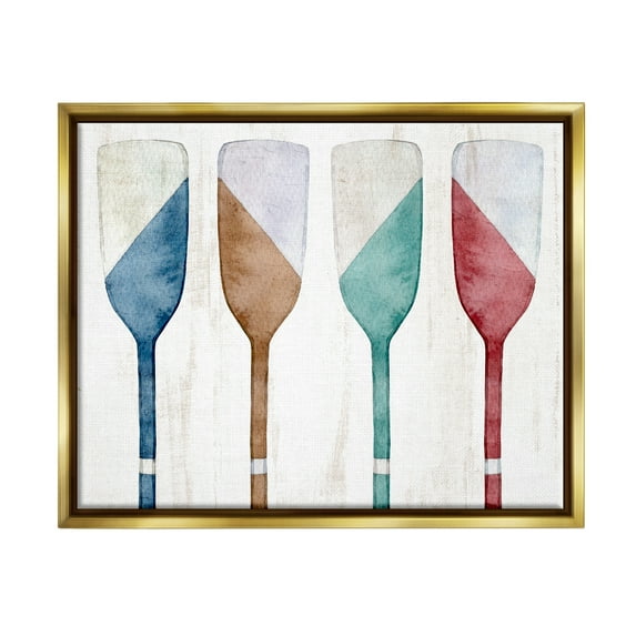 Stupell Industries Rustic Boat Oars Nature Painting Gold Floater Framed Art Print Wall Art, 31 x 25