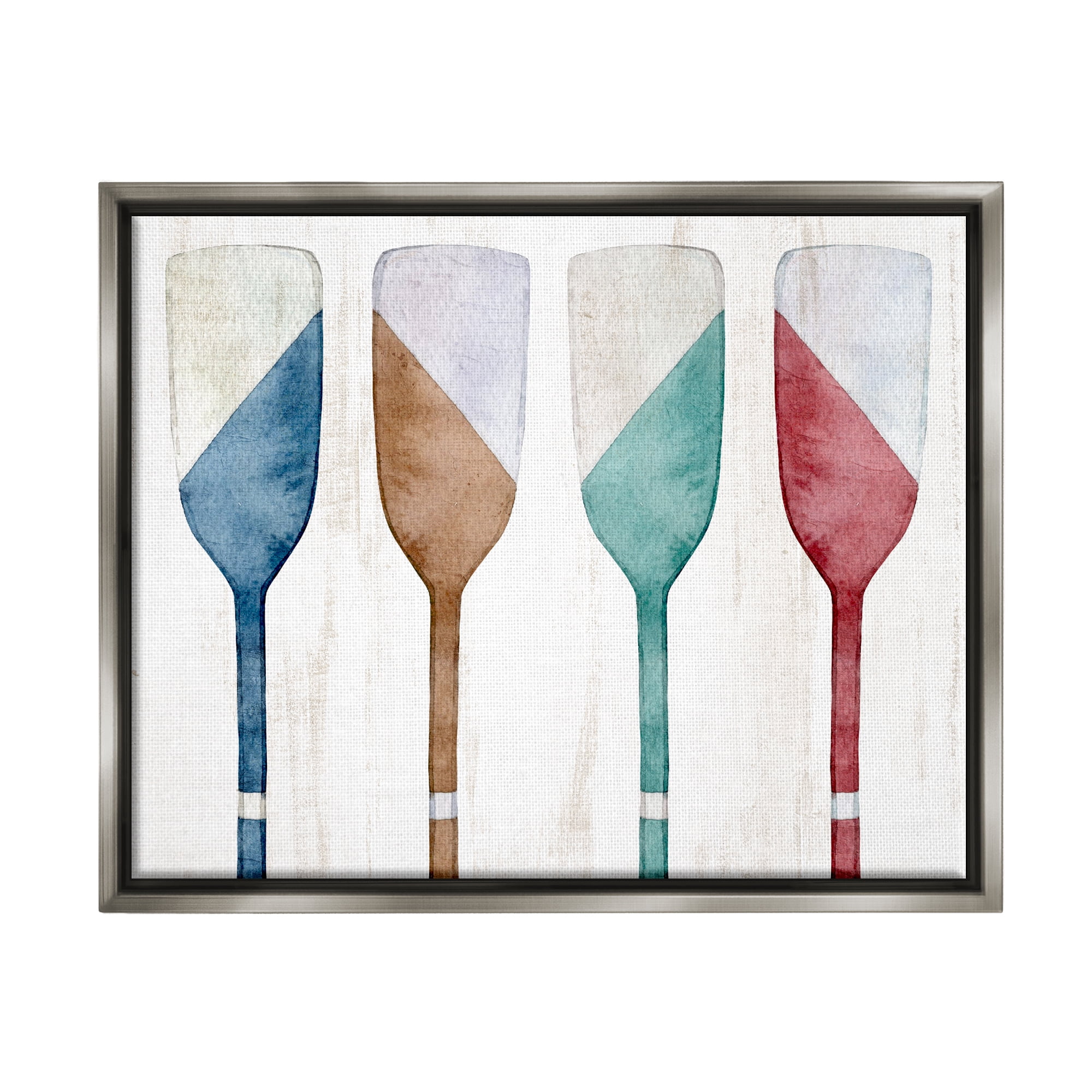 Stupell Industries Rustic Boat Oars Nature Painting Gray Floater Framed Art Print Wall Art, 21 x 17