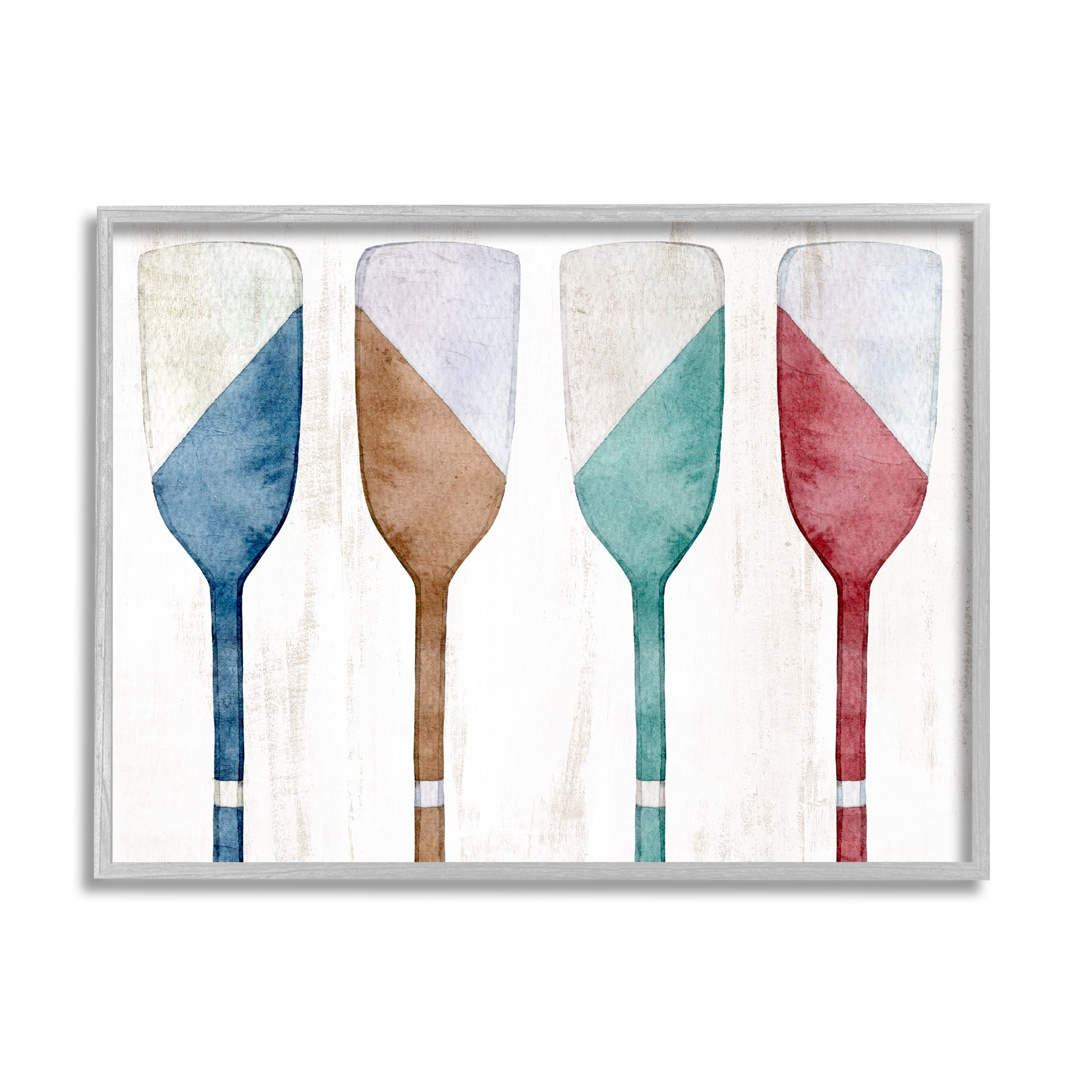 Stupell Industries Rustic Boat Oars Nature Painting Gray Framed Art Print Wall Art, 30 x 24