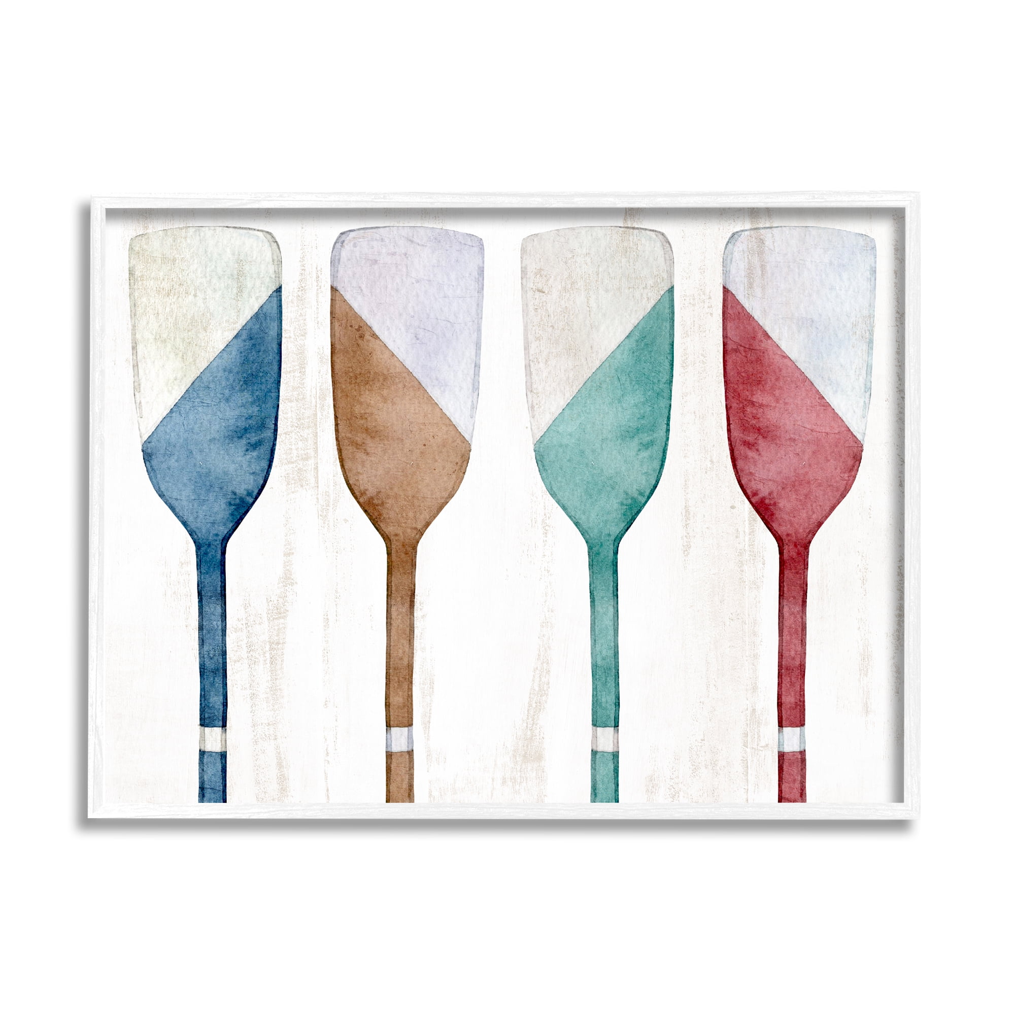 Stupell Industries Rustic Boat Oars Nature Painting White Framed Art Print Wall Art, 20 x 16