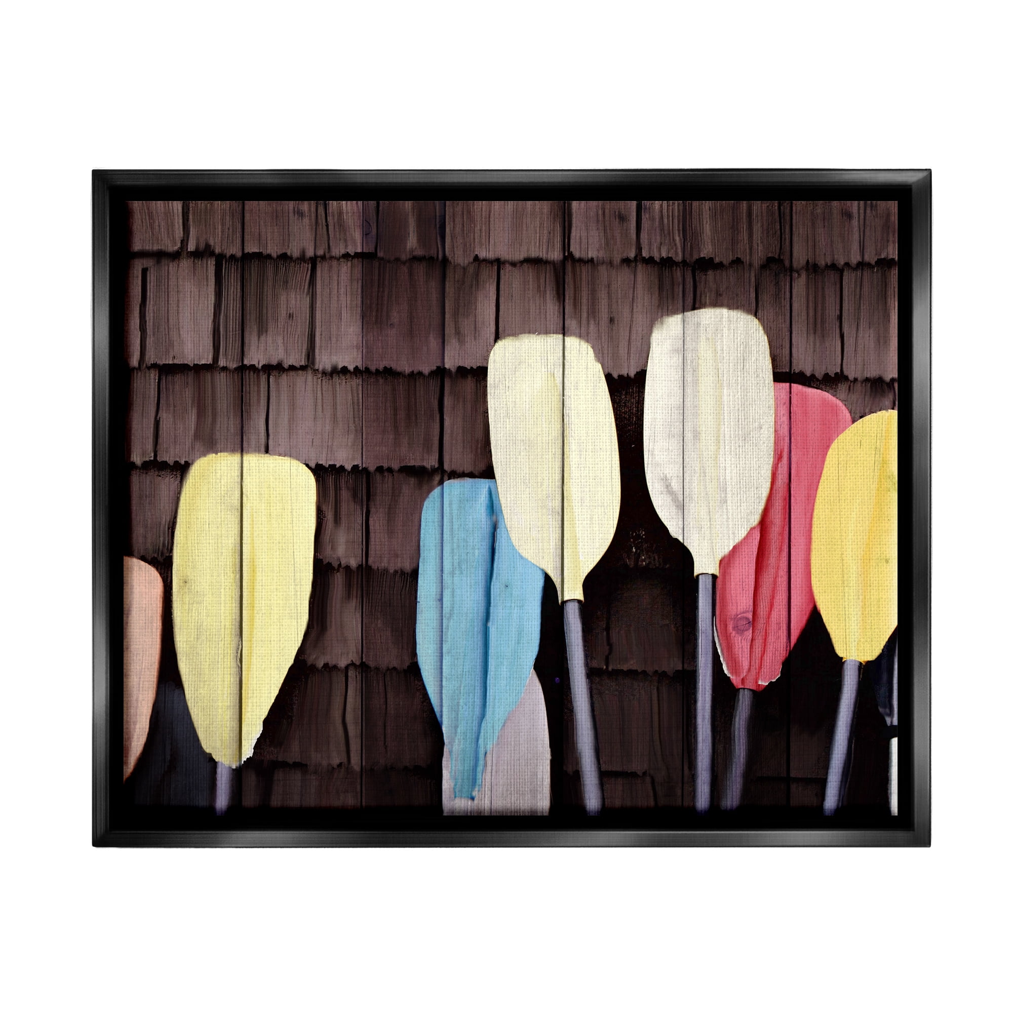Stupell Industries Rustic Boat Oars Transportation Painting Black Floater Framed Canvas Art Print Wall Art, 31 x 25
