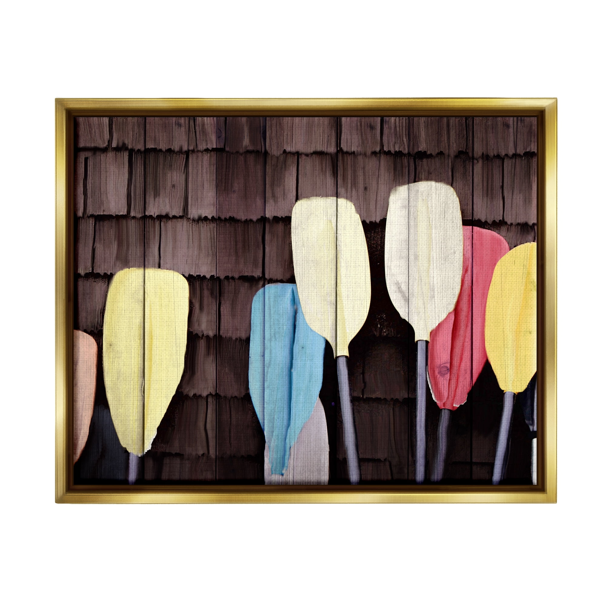 Stupell Industries Rustic Boat Oars Transportation Painting Gold Floater Framed Canvas Art Print Wall Art, 21 x 17