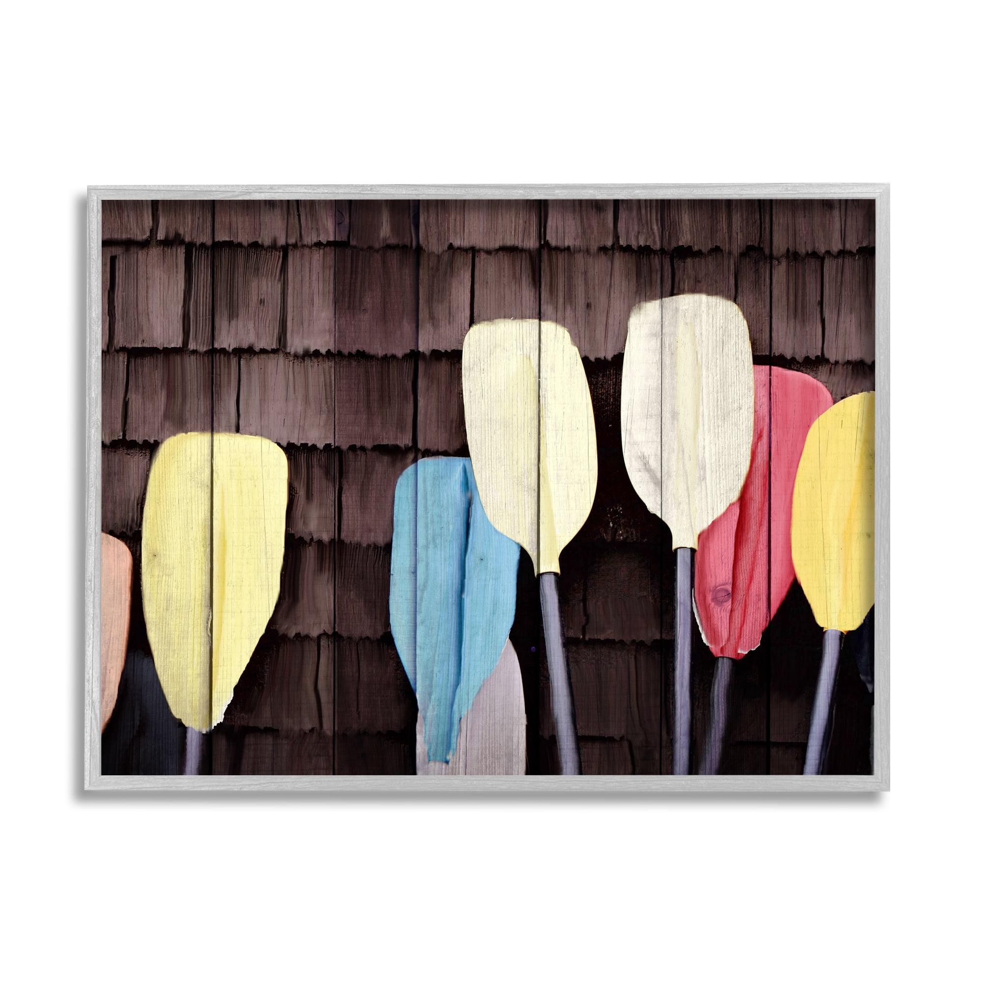 Stupell Industries Rustic Boat Oars Transportation Painting Gray Framed Art Print Wall Art, 14 x 11