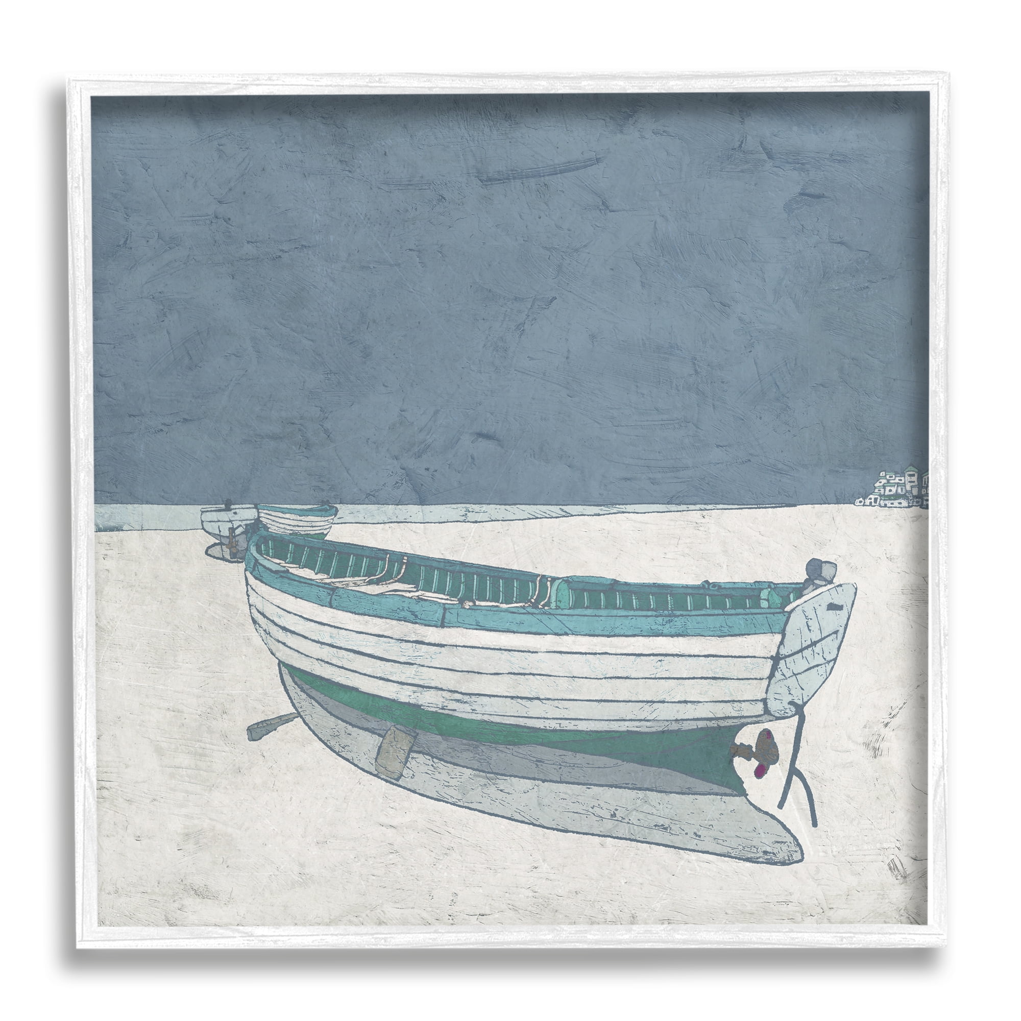 Stupell Industries Rustic Boat on Sand Monochromatic Nautical Beach City, 12 x 12, Designed by Ynon Mabat