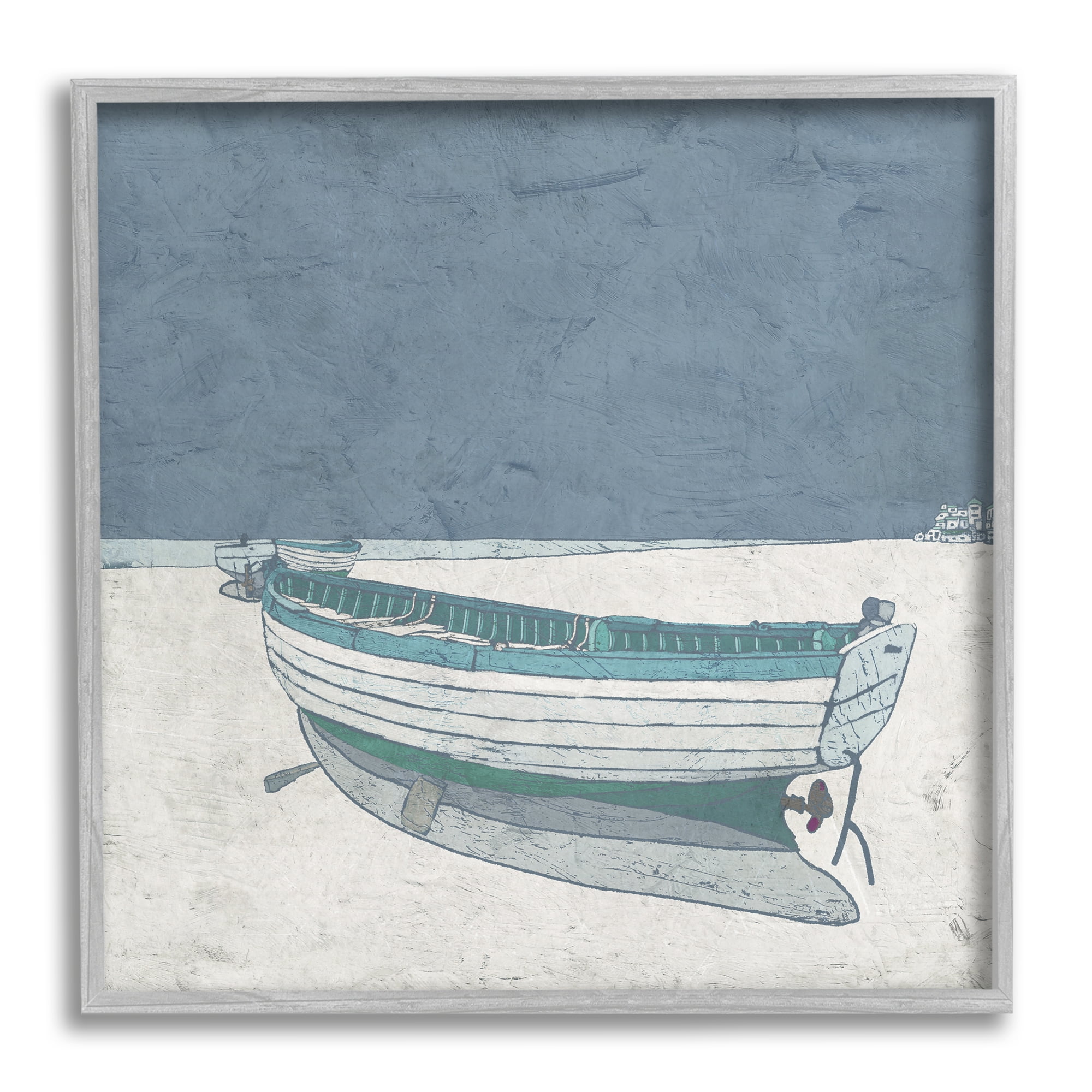 Stupell Industries Rustic Boat on Sand Monochromatic Nautical Beach City, 12 x 12, Designed by Ynon Mabat