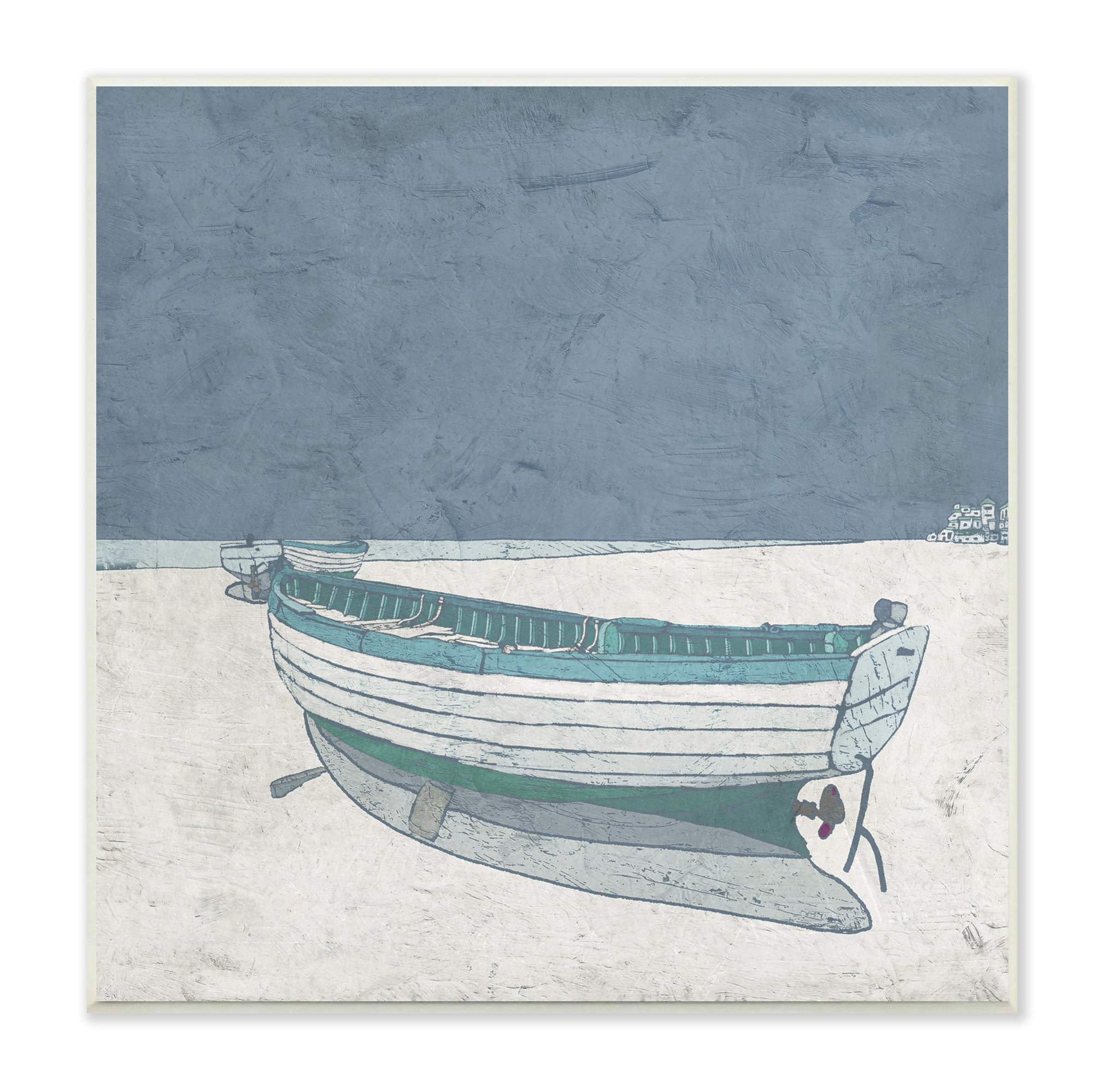 Stupell Industries Rustic Boat on Sand Monochromatic Nautical Beach City, 12 x 12, Designed by Ynon Mabat