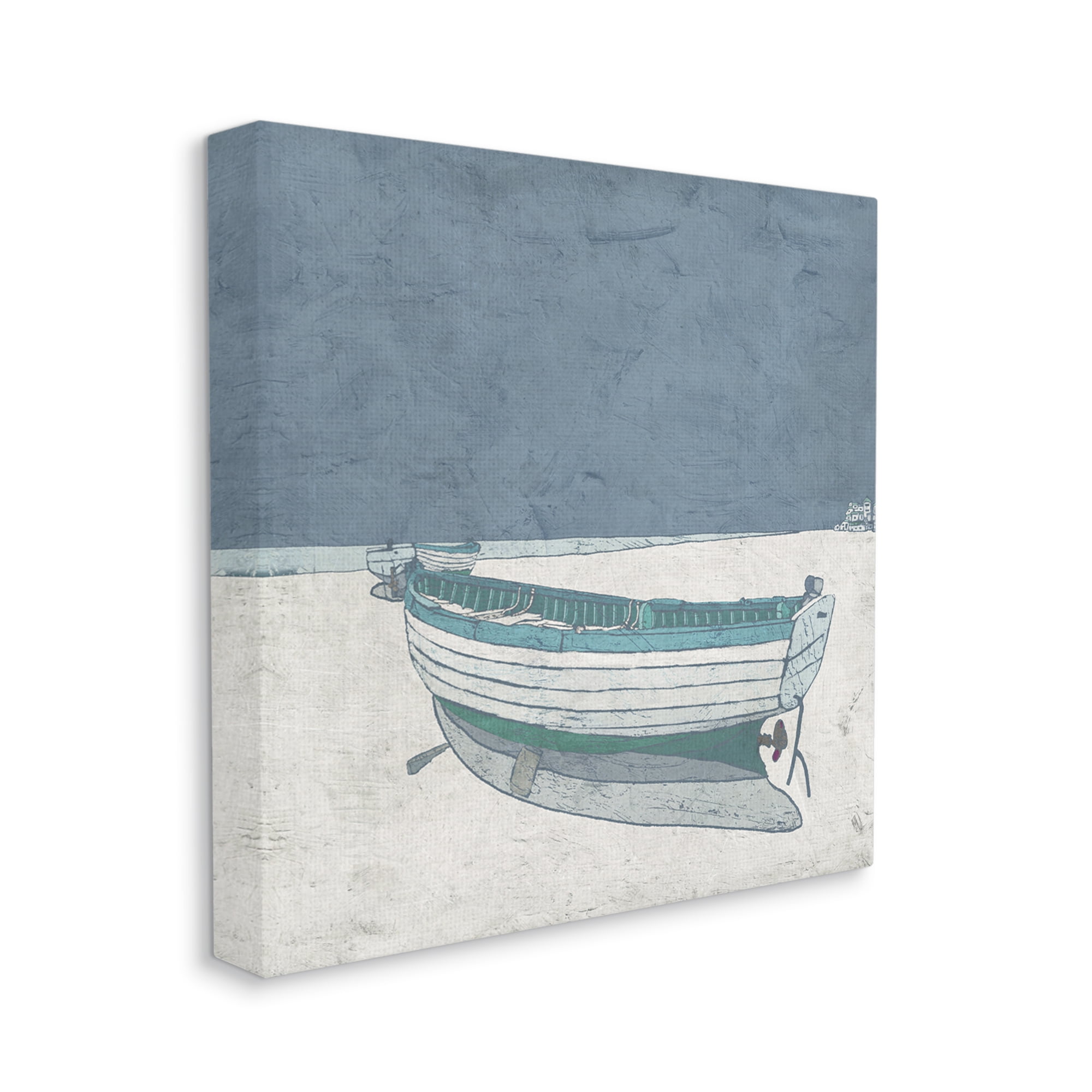 Stupell Industries Rustic Boat on Sand Monochromatic Nautical Beach City, 24 x 24, Designed by Ynon Mabat