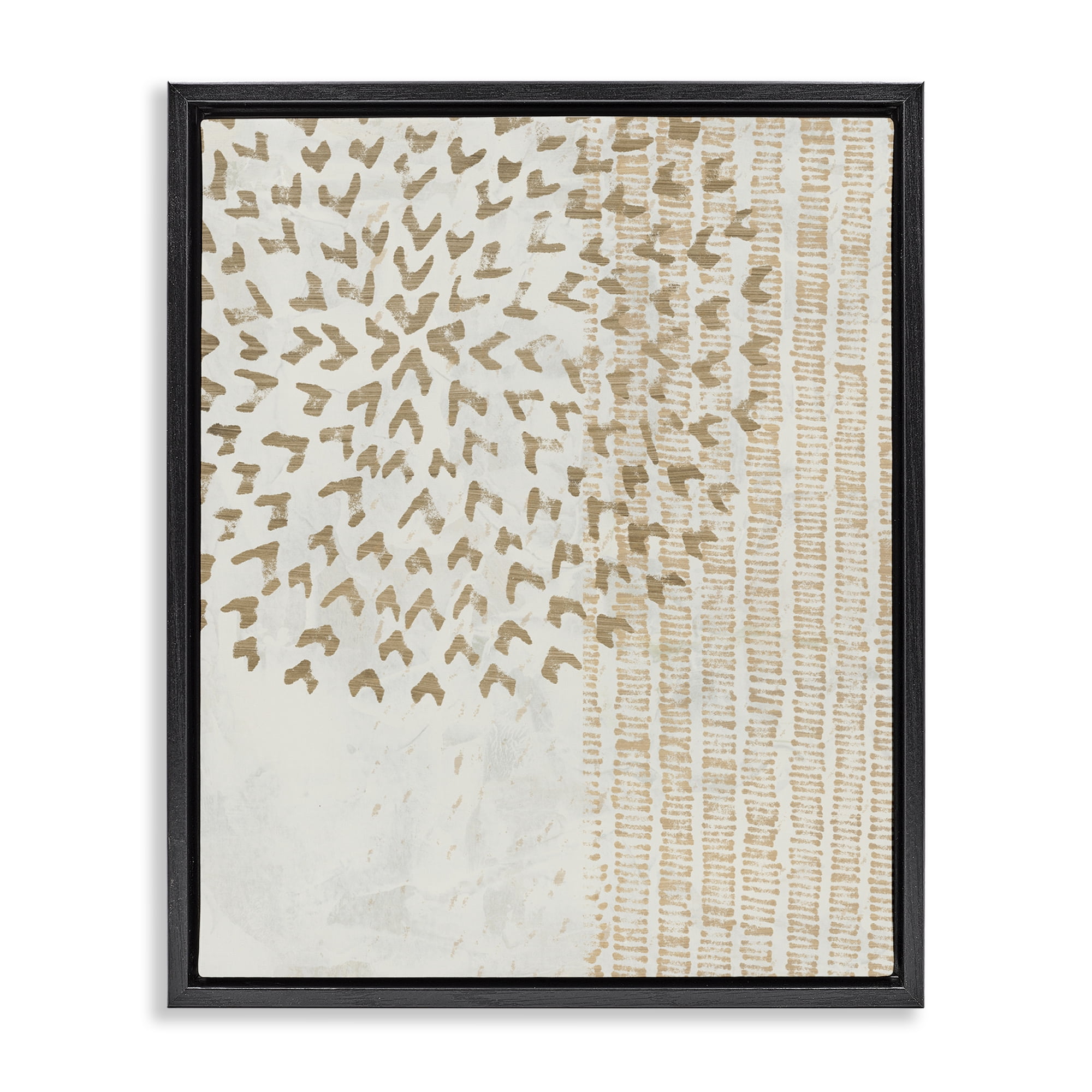 Stupell Industries Rustic Bohemian Patterns Abstract Painting Black Floater Framed Canvas Art Print Wall Art, 25 x 31