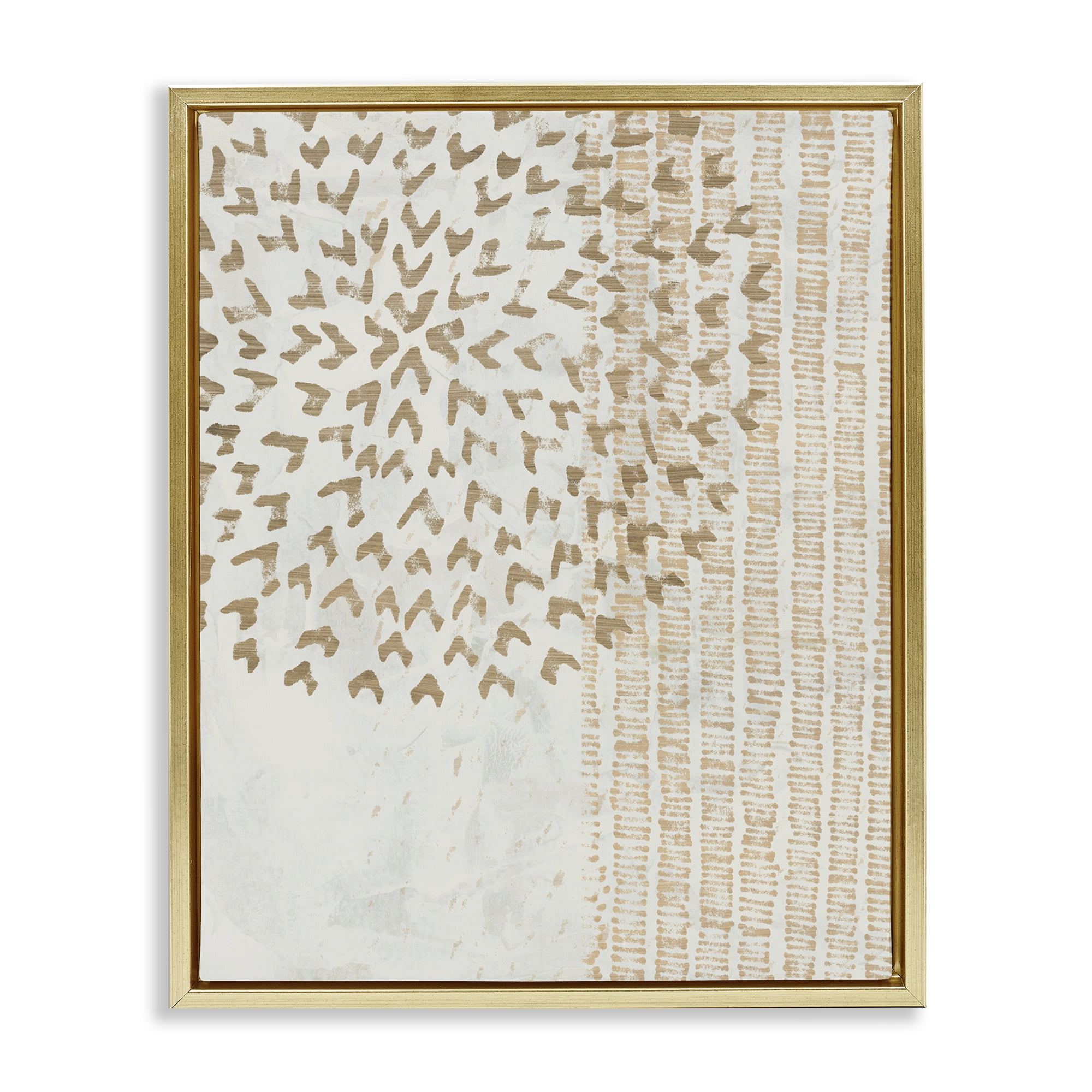 Stupell Industries Rustic Bohemian Patterns Abstract Painting Gold Floater Framed Canvas Art Print Wall Art, 25 x 31