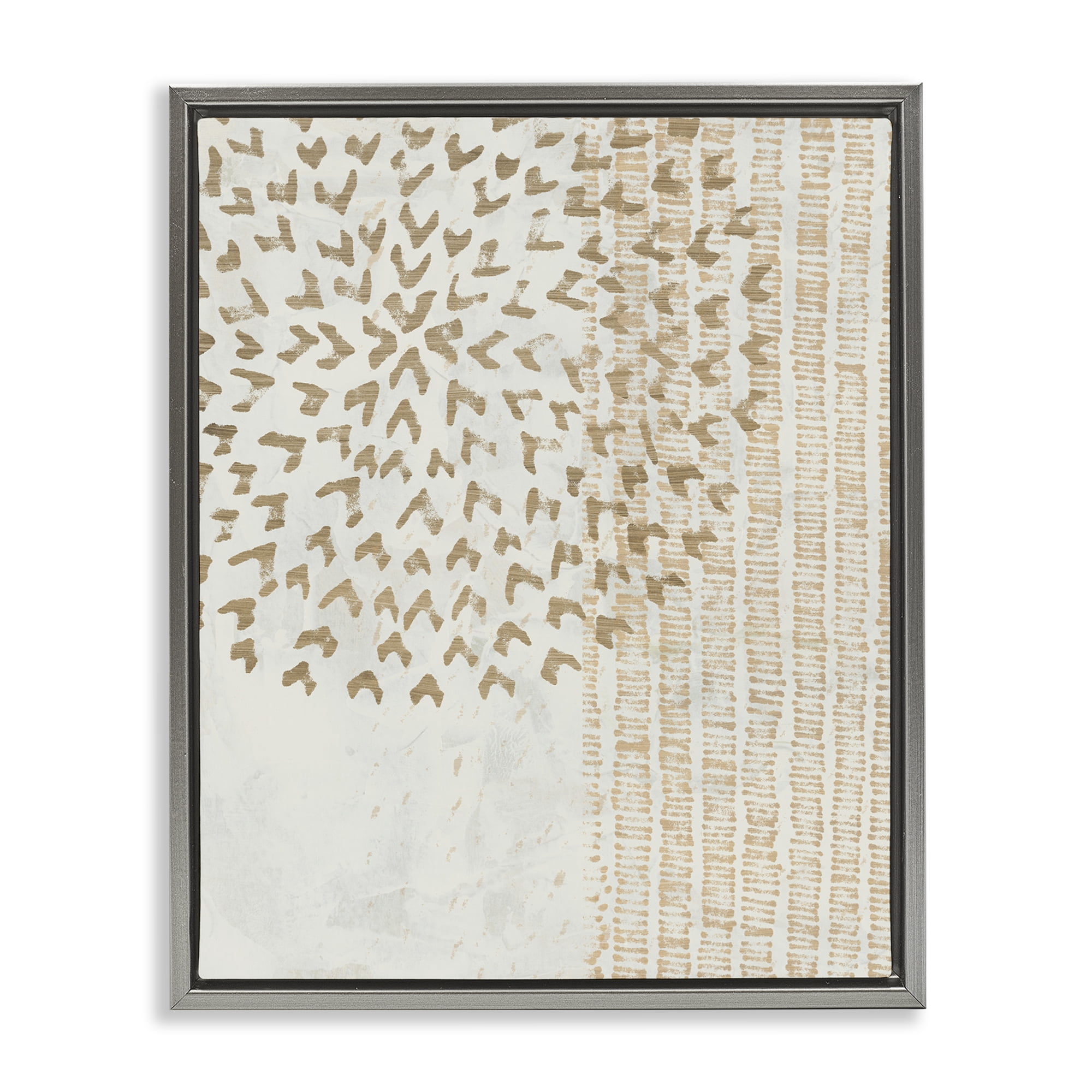 Stupell Industries Rustic Bohemian Patterns Abstract Painting Gray Floater Framed Canvas Art Print Wall Art, 17 x 21