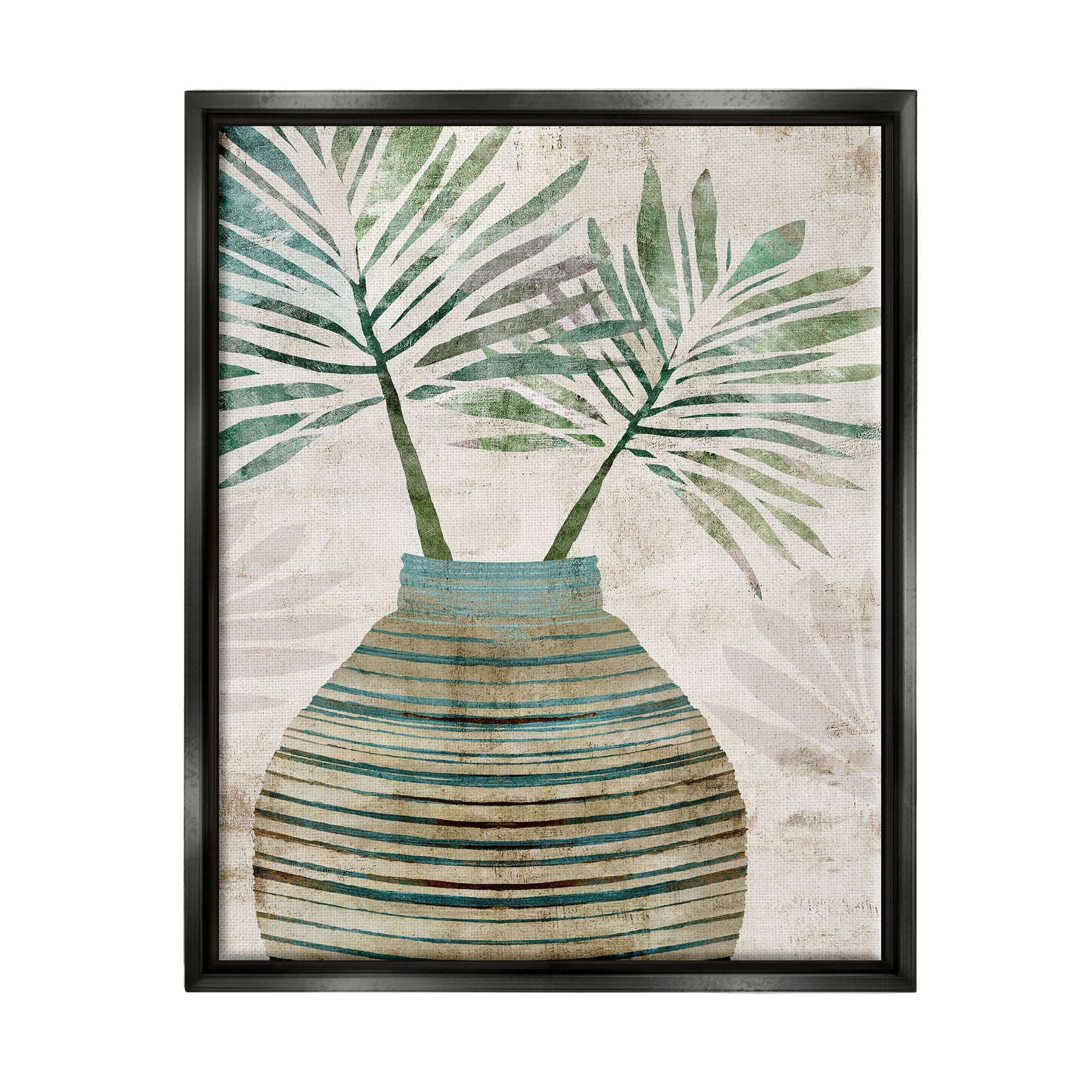 Stupell Industries Rustic Boho Botanicals Botanical & Floral Painting Black Floater Framed Canvas Art Print Wall Art, 17 x 21