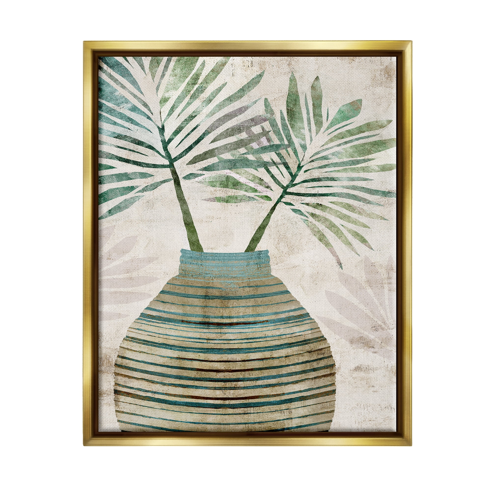 Stupell Industries Rustic Boho Botanicals Botanical & Floral Painting Gold Floater Framed Canvas Art Print Wall Art, 25 x 31