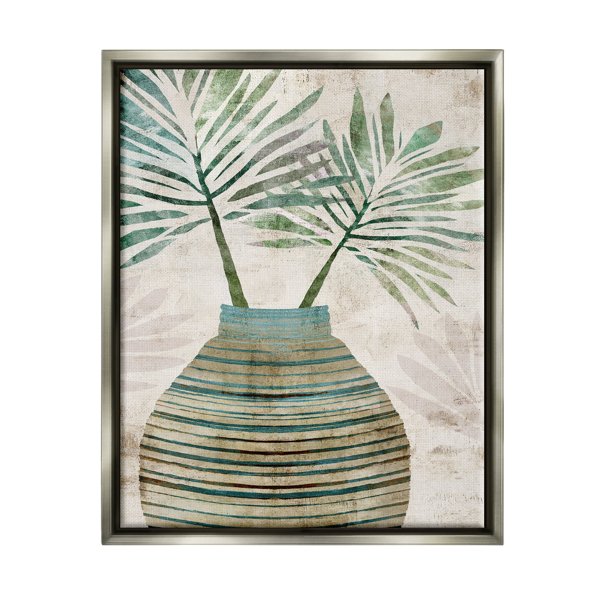 Stupell Industries Rustic Boho Botanicals Botanical & Floral Painting Gray Floater Framed Canvas Art Print Wall Art, 25 x 31