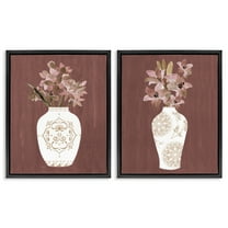 Stupell Industries Rustic Boho Bouquets Plants & Flowers Painting Black Floater Framed Canvas Art Print Wall Art, 17 x 21, Set of 2