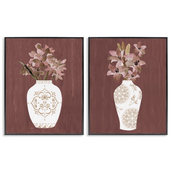 Stupell Industries Rustic Boho Bouquets Plants & Flowers Painting Black Framed Art Print Wall Art, 11 x 14, Set of 2