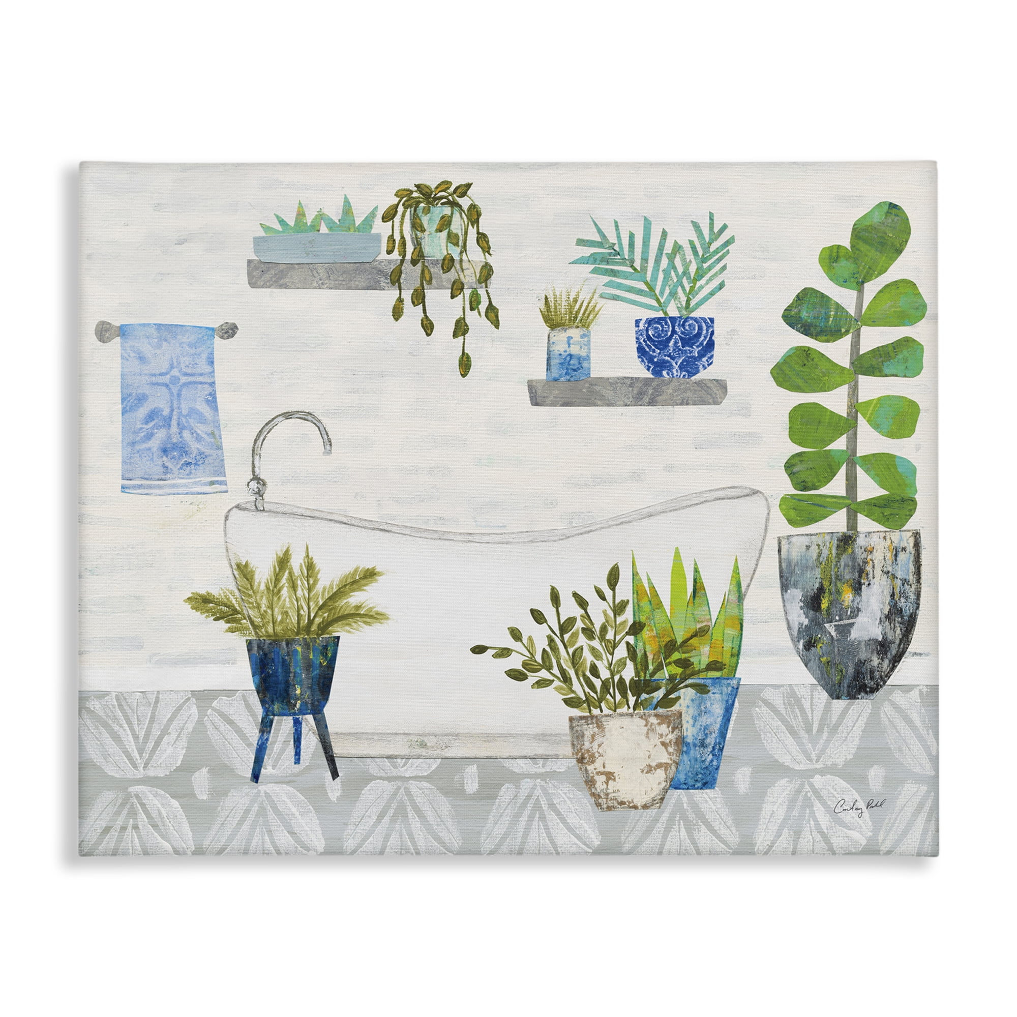 Stupell Industries Rustic Botanical Bathroom Bath & Laundry Painting Wrapped Canvas Art Print Wall Art, 30 x 24
