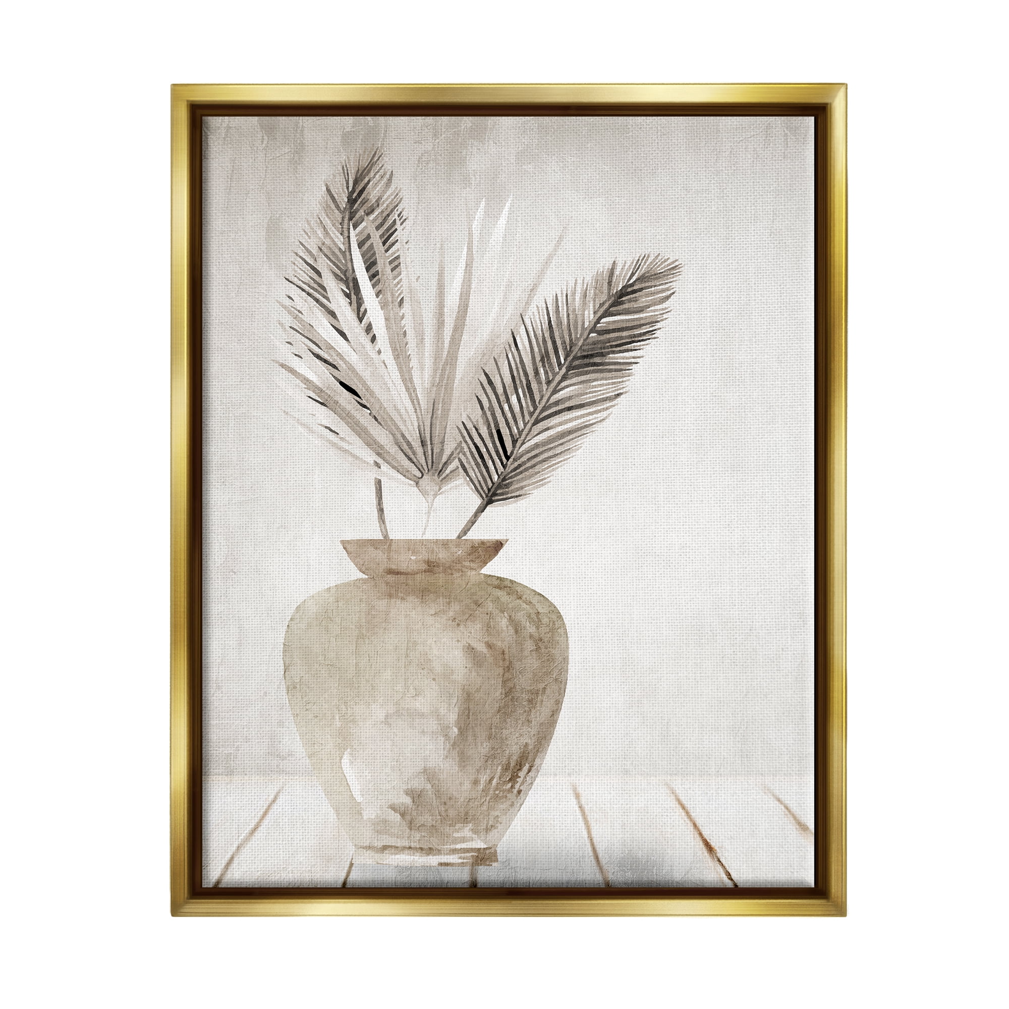 Stupell Industries Rustic Botanical Fronds Botanical & Floral Painting Gold Floater Framed Canvas Art Print Wall Art, 25 x 31