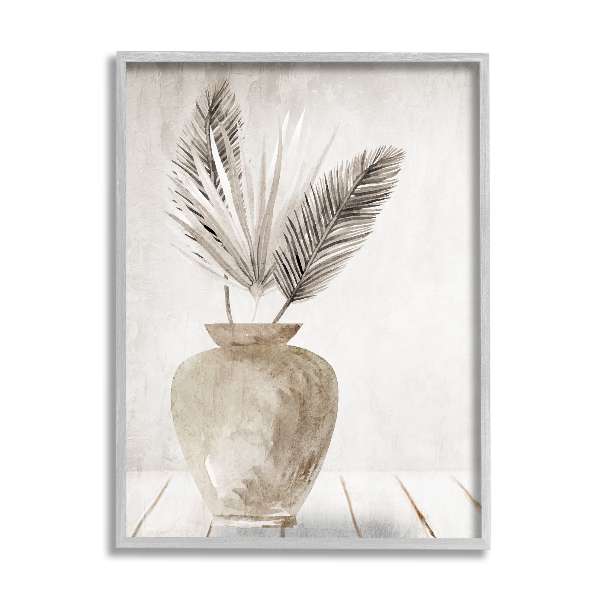Stupell Industries Rustic Botanical Fronds Botanical & Floral Painting Gray Framed Art Print Wall Art, 24 x 30
