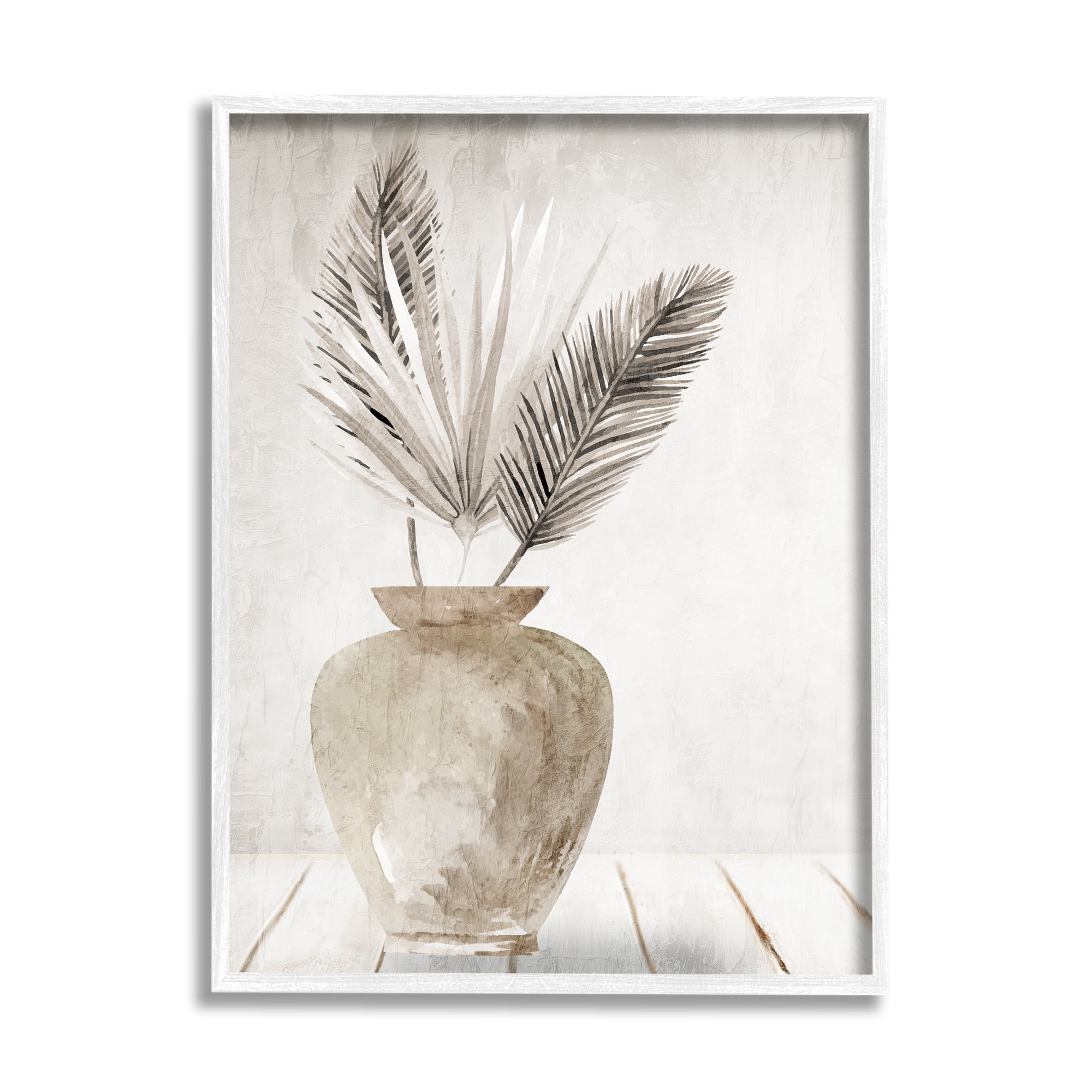 Stupell Industries Rustic Botanical Fronds Botanical & Floral Painting White Framed Art Print Wall Art, 16 x 20