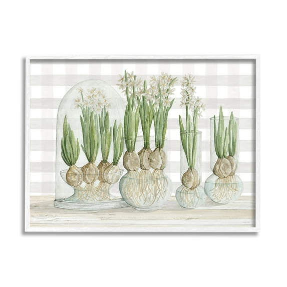 Stupell Industries Rustic Botanical Plants Flowers Glass Planter Country Tartan, 30 x 24, Design by Cindy Jacobs