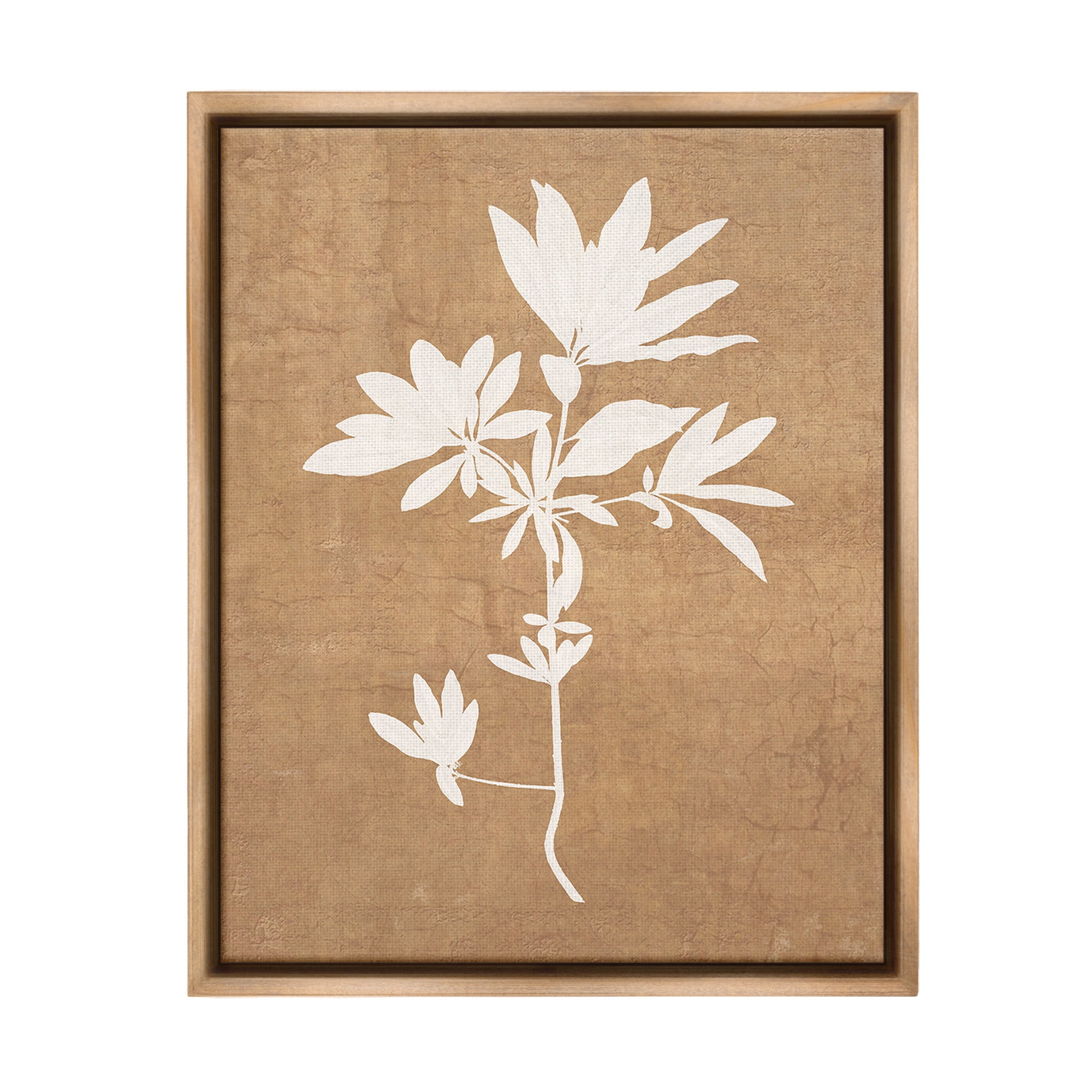 Stupell Industries Rustic Botanical Shape Botanical & Floral Painting Brown Floater Framed Canvas Art Print Wall Art, 17 x 21