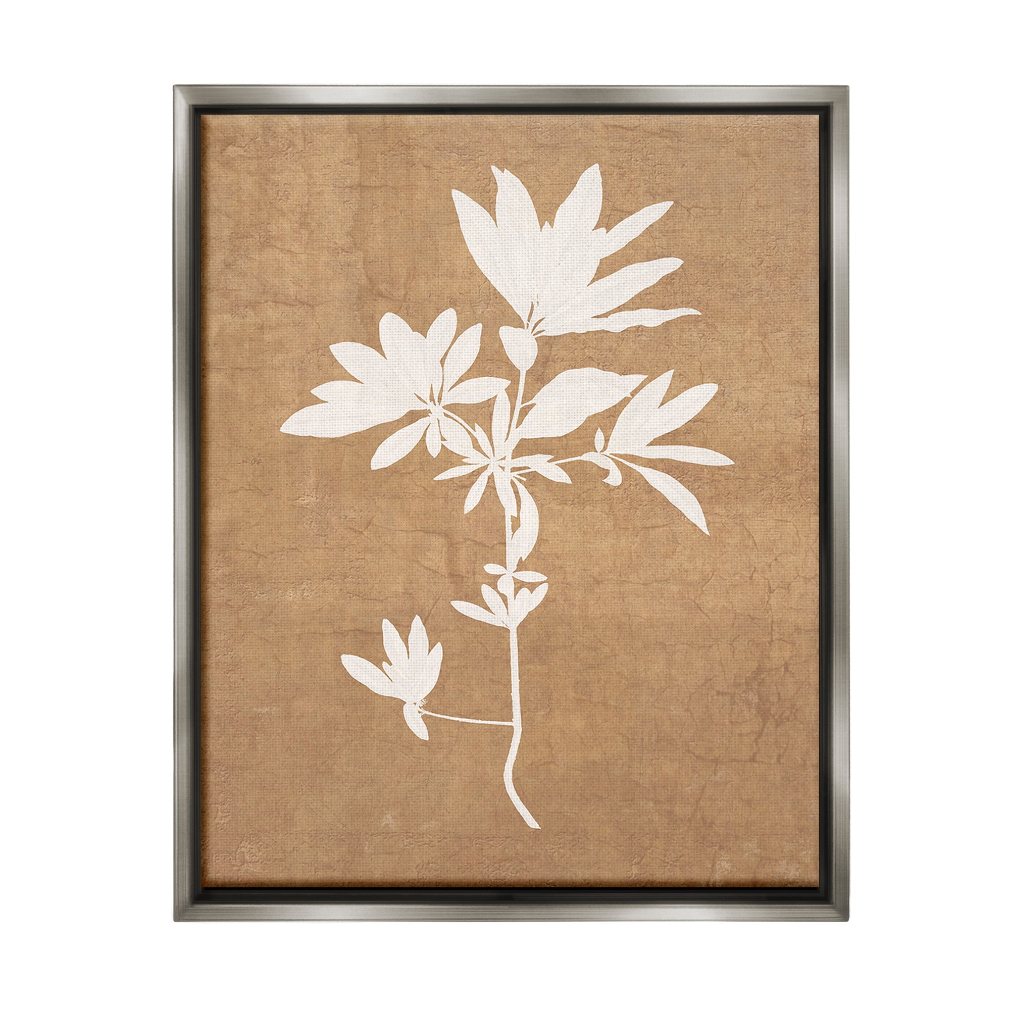 Stupell Industries Rustic Botanical Shape Botanical & Floral Painting Gray Floater Framed Canvas Art Print Wall Art, 25 x 31