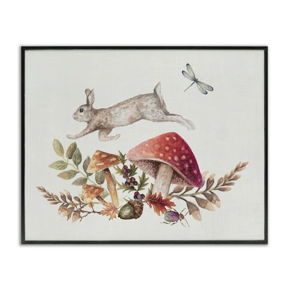 Stupell Industries Rustic Botanicals & Hare Botanical & Floral Painting Black Framed Art Print Wall Art, 14 x 11