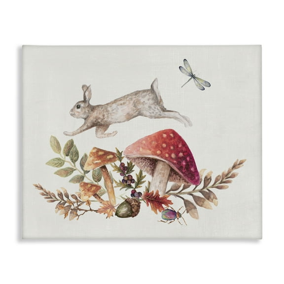 Stupell Industries Rustic Botanicals & Hare Botanical & Floral Painting Gallery Wrapped Canvas Art Print Wall Art, 20 x 16