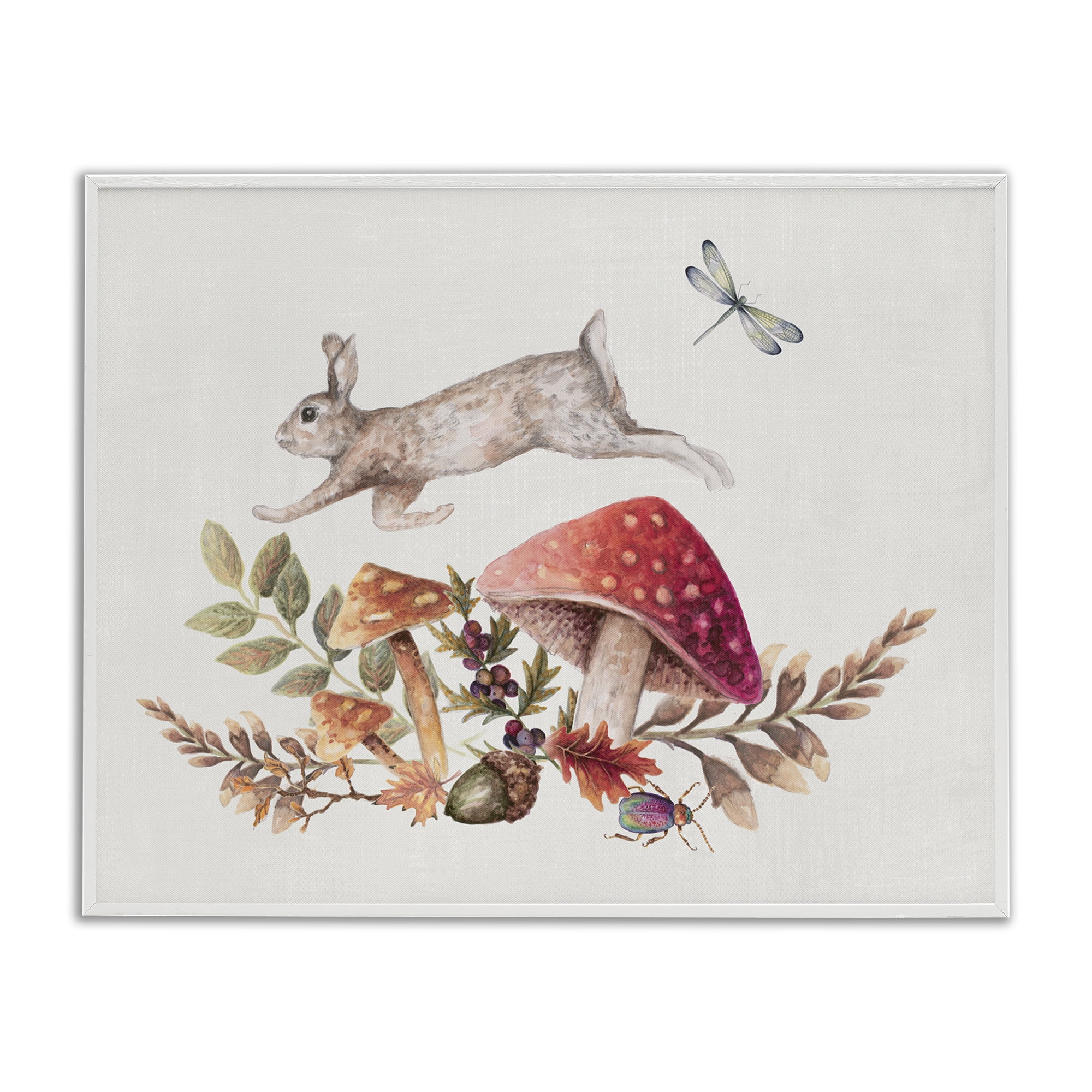 Stupell Industries Rustic Botanicals & Hare Botanical & Floral Painting White Framed Art Print Wall Art, 20 x 16