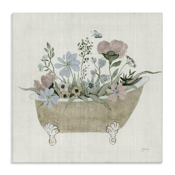 Stupell Industries Rustic Botanicals in Tub Floral Painting Wrapped Canvas Canvas Art Print Wall Art, 24 x 24