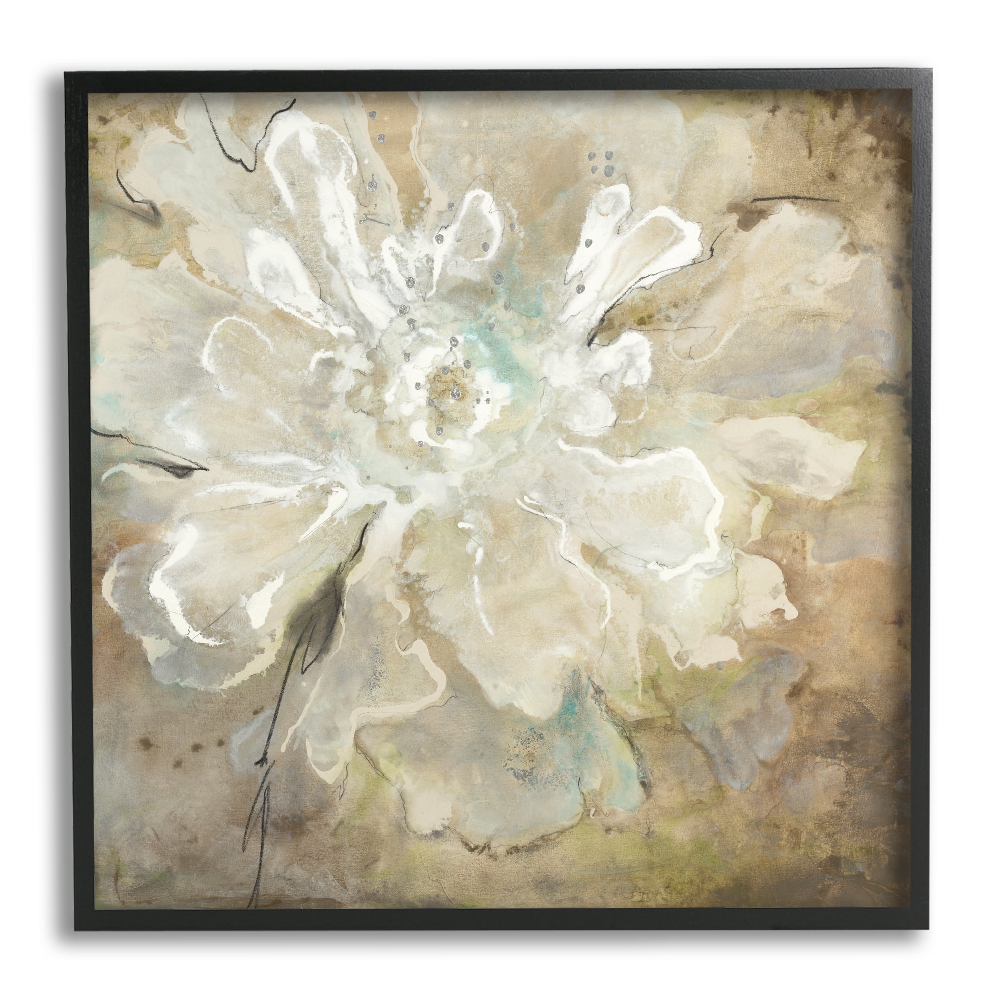 Stupell Industries Rustic Brown Flower Botanical & Floral Painting Black Framed Art Print Wall Art, 12 x 12