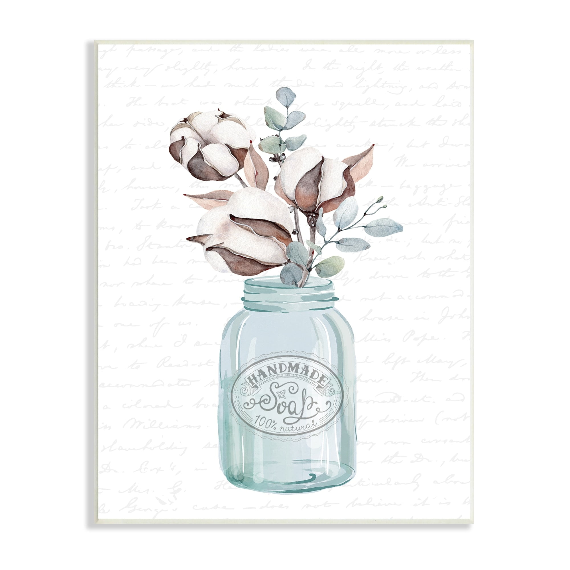 Stupell Industries Rustic Brown Flower Plant Sprigs Vintage Jar Cursive Graphic Art Unframed Art Print Wall Art, Design by Lettered and Lined