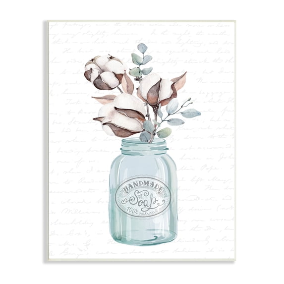 Stupell Industries Rustic Brown Flower Plant Sprigs Vintage Jar Cursive Graphic Art Unframed Art Print Wall Art, Design by Lettered and Lined