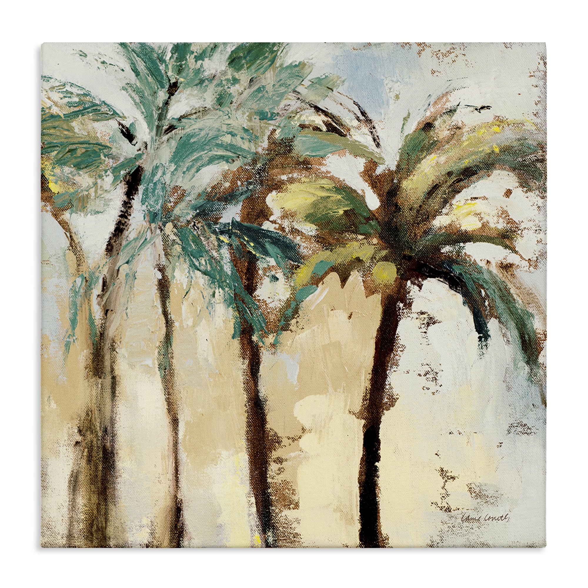 Stupell Industries Rustic Brushed Palm Trees Botanical & Floral Painting Gallery Wrapped Canvas Art Print Wall Art, 24 x 24