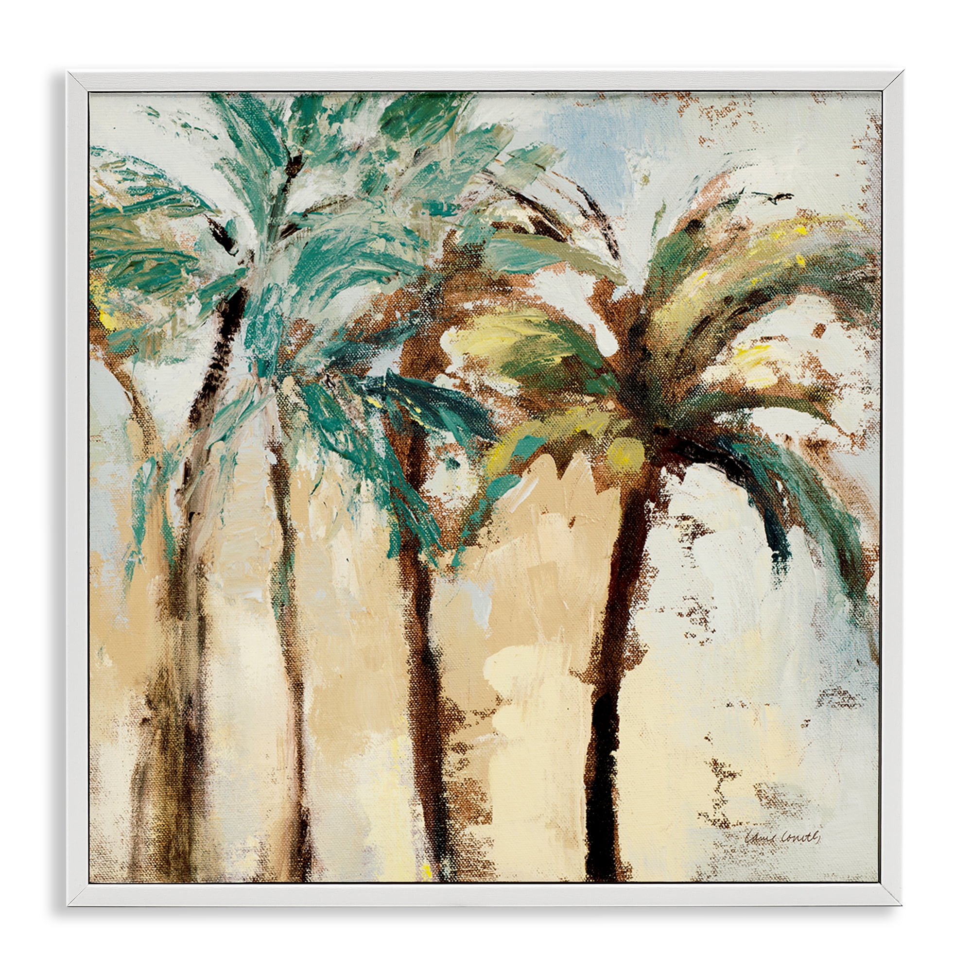 Stupell Industries Rustic Brushed Palm Trees Botanical & Floral Painting White Framed Art Print Wall Art, 17 x 17