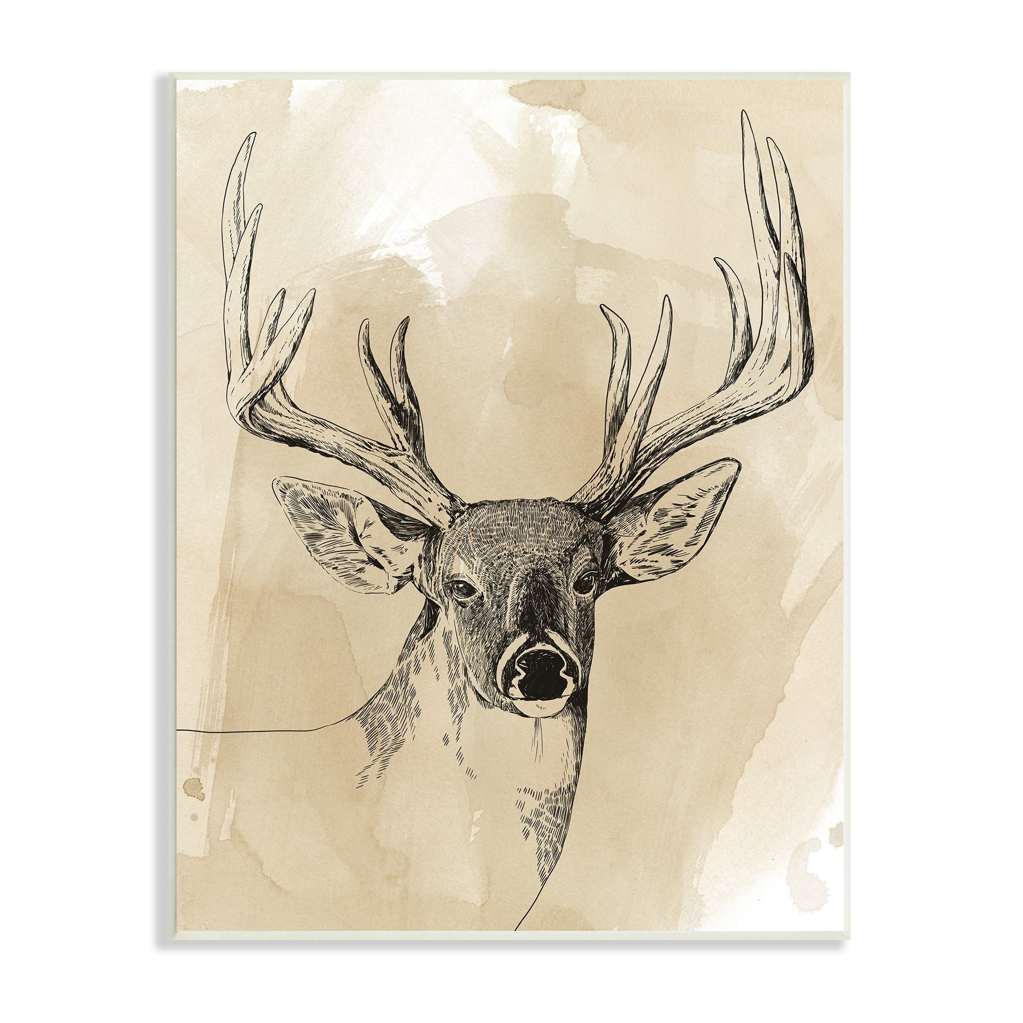 Stupell Industries Rustic Buck Illustration Wilderness Animals Watercolor Pattern, 10 x 15, Design by Grace Popp