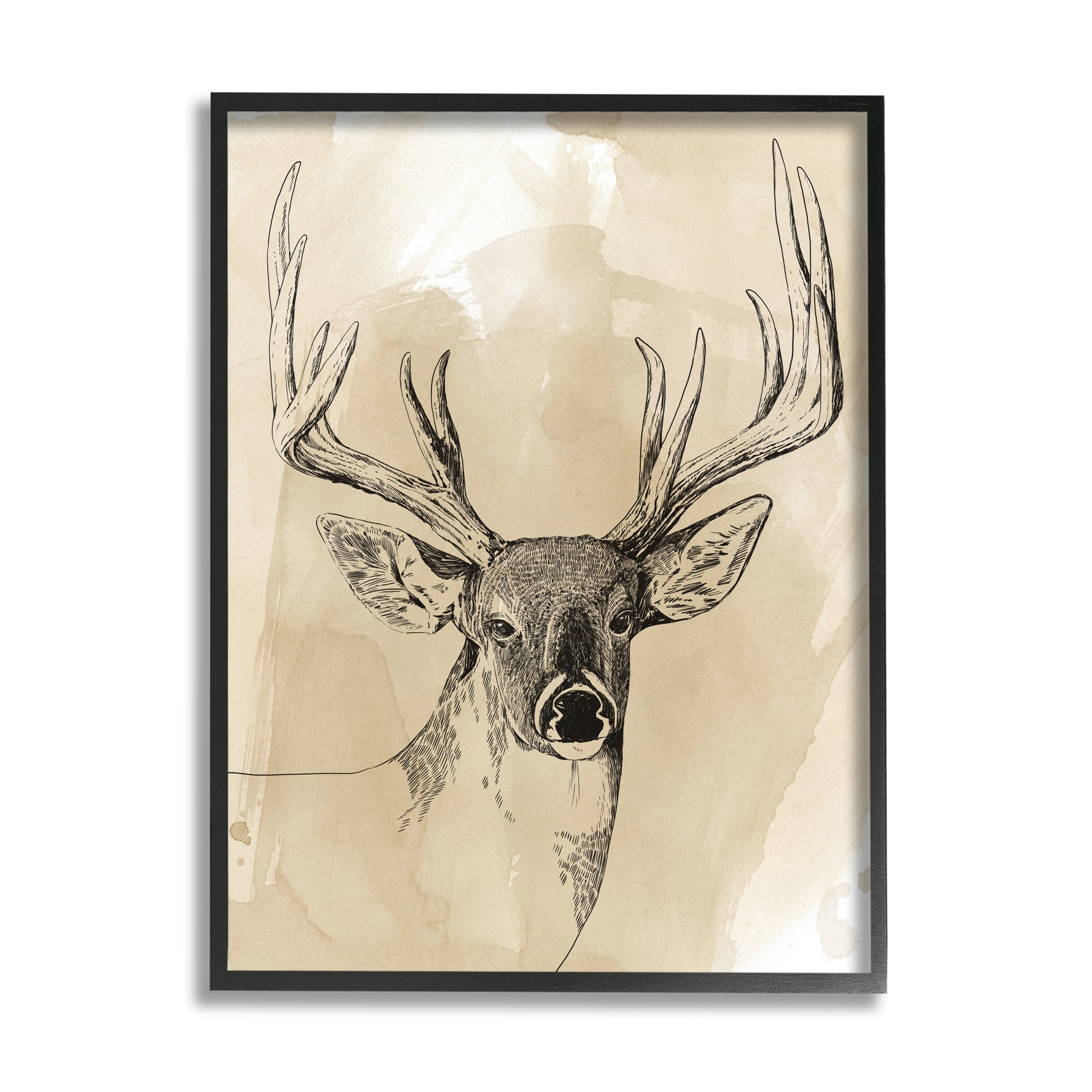 Stupell Industries Rustic Buck Illustration Wilderness Animals Watercolor Pattern, 11 x 14, Design by Grace Popp