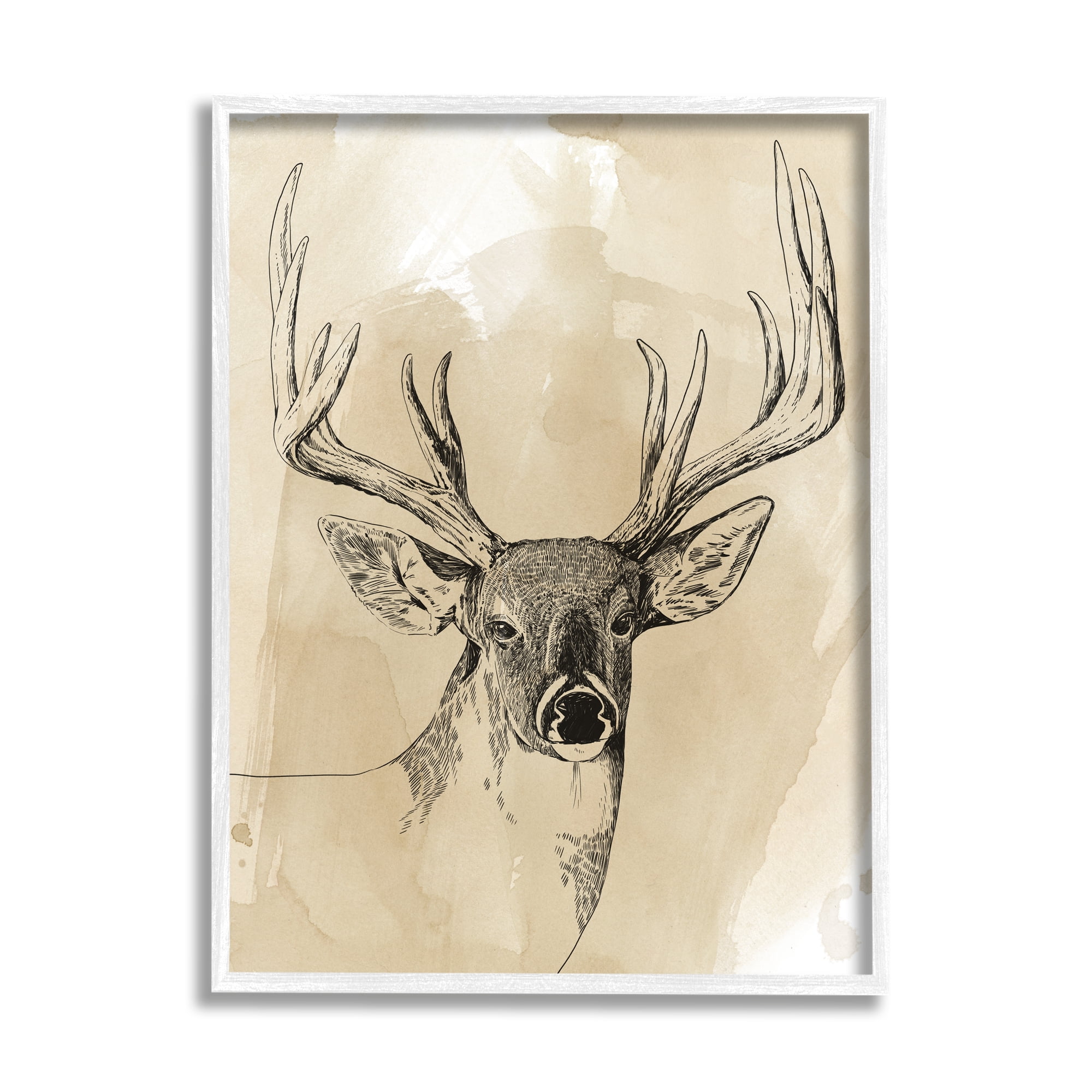 Stupell Industries Rustic Buck Illustration Wilderness Animals Watercolor Pattern, 24 x 30, Design by Grace Popp