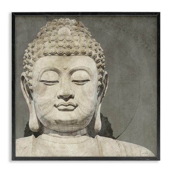 Stupell Industries Rustic Buddha Portrait History & Language Painting Black Framed Art Print Wall Art, 17 x 17