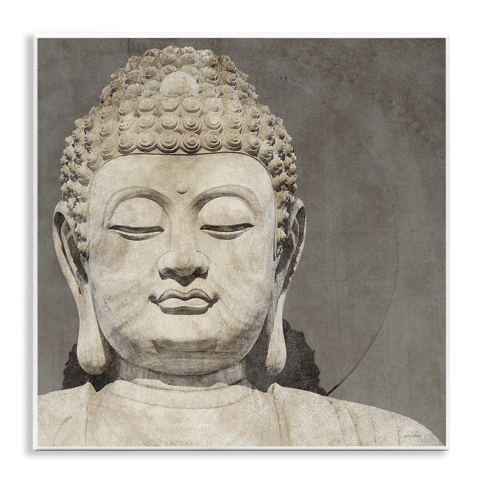 Stupell Industries Rustic Buddha Portrait History & Language Painting Unframed Art Print Wall Art, 12 x 12
