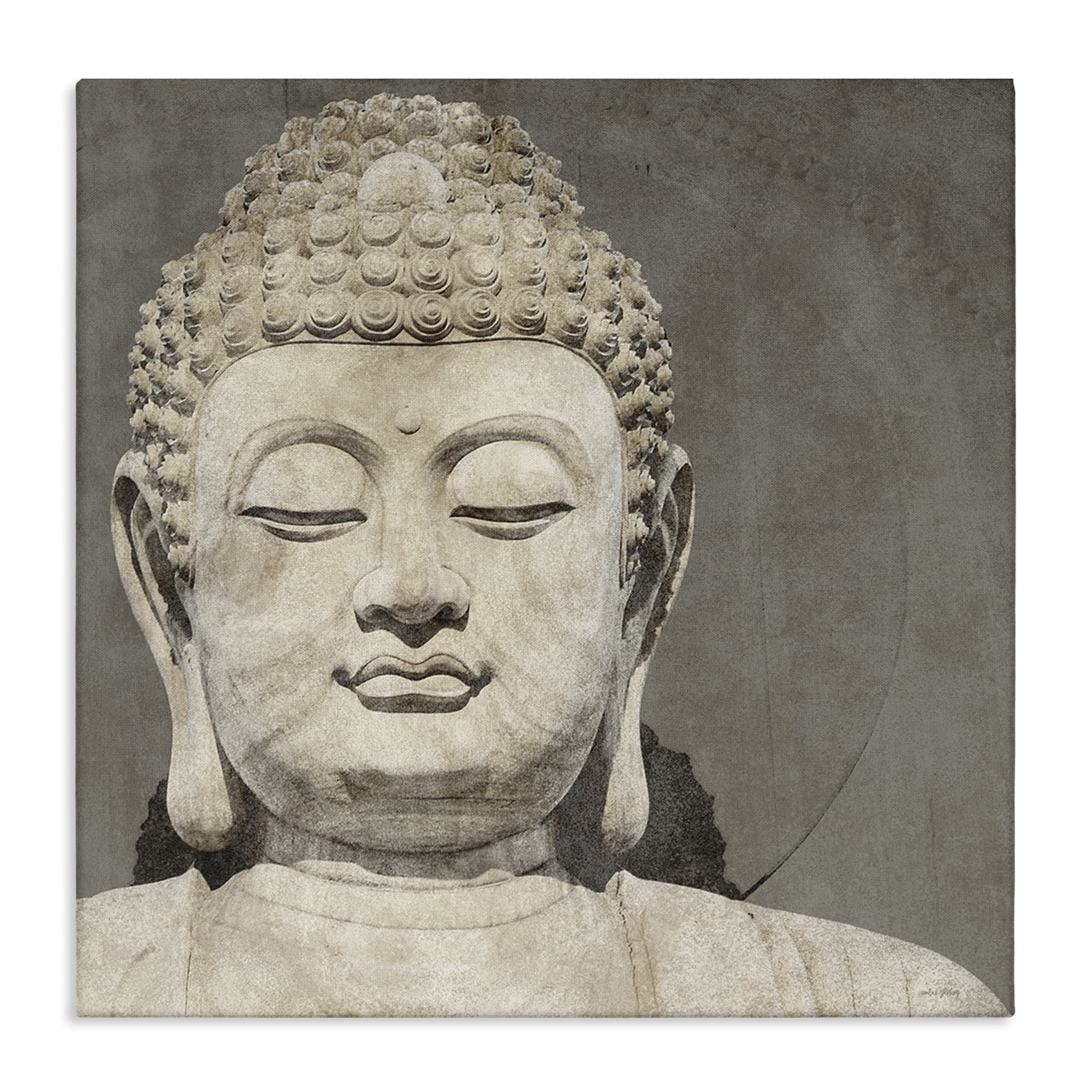 Stupell Industries Rustic Buddha Portrait History & Language Painting Wrapped Canvas Art Print Wall Art, 30 x 30
