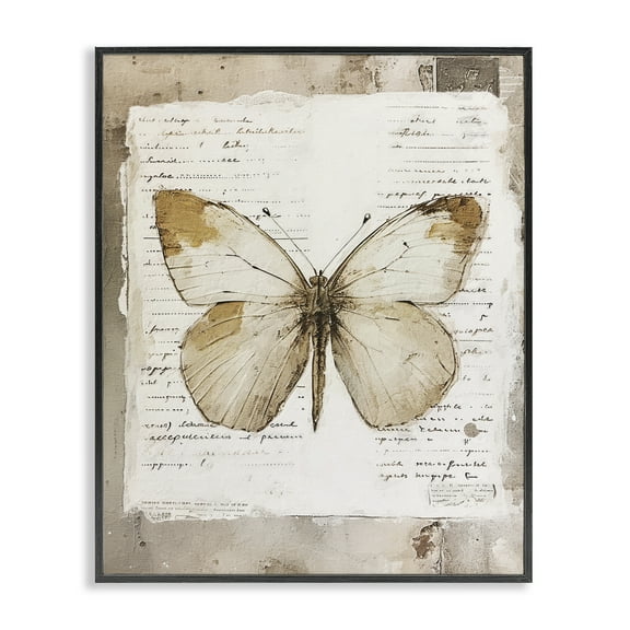 Stupell Industries Rustic Butterfly Collage Animals Painting Black Framed Art Print Wall Art, 11 x 14