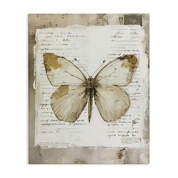Stupell Industries Rustic Butterfly Collage Animals Painting Wrapped Canvas Art Print Wall Art, 30 x 40