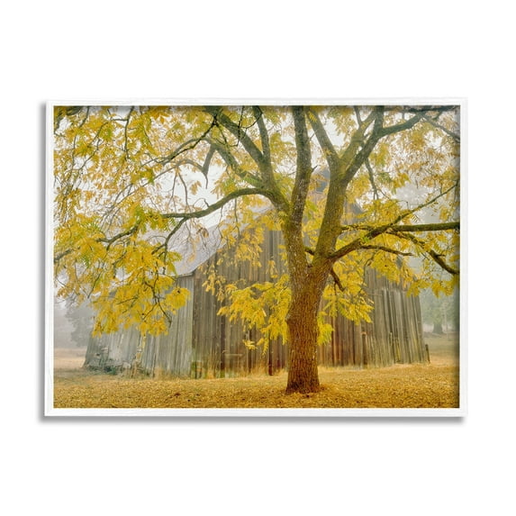 Stupell Industries Rustic Cabin Autumn Foliage Landscape Photography White Framed Art Print Wall Art