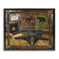 Stupell Industries Rustic Cabin Interior Animals & Insects Painting Black Floater Framed Art Print Wall Art, 21 x 17