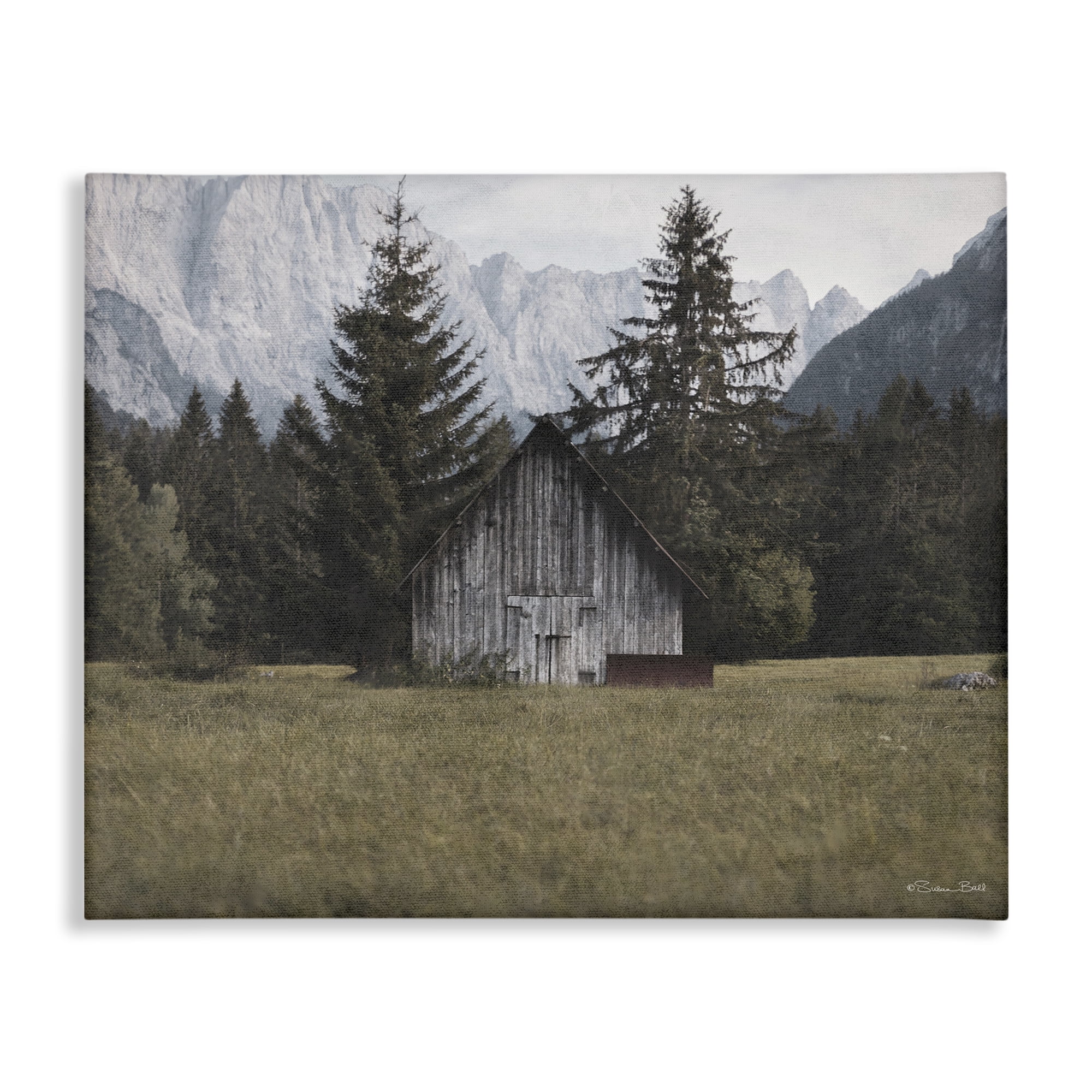 Stupell Industries Rustic Cabin Landscape Landscape Painting Gallery Wrapped Canvas Art Print Wall Art, 48 x 36