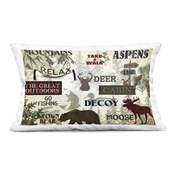 Stupell Industries - Rustic Cabin Phrases Throw Pillow 14" x 20" by Kim Allen