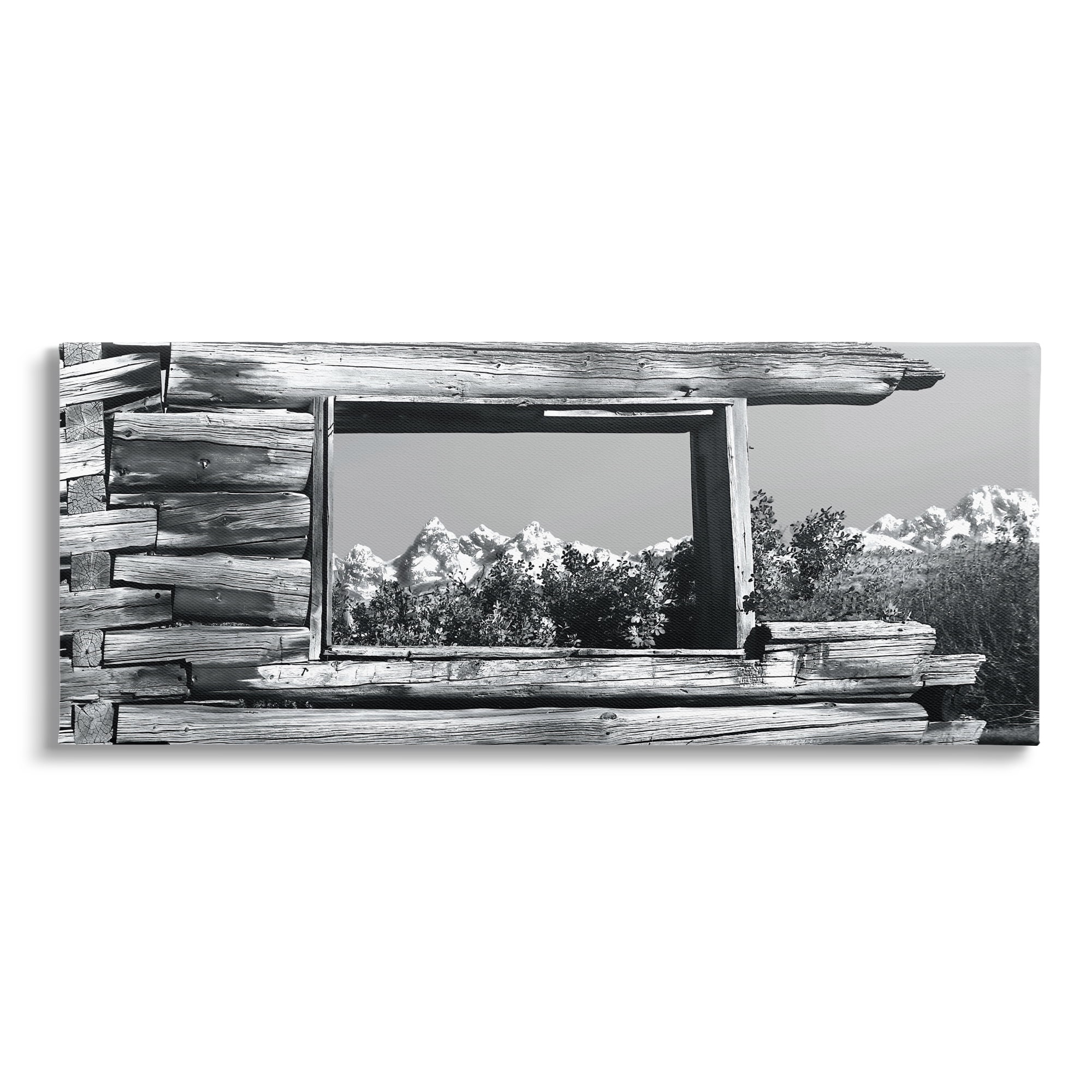 Stupell Industries Rustic Cabin Window Landscape Photography Gallery Wrapped Canvas Art Print Wall Art, 30 x 13