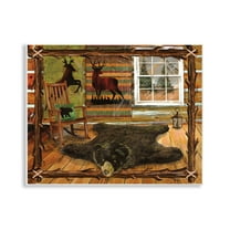 Stupell Industries Rustic Cabin with Border Animals & Insects Painting Unframed Art Print Wall Art, 14 x 11